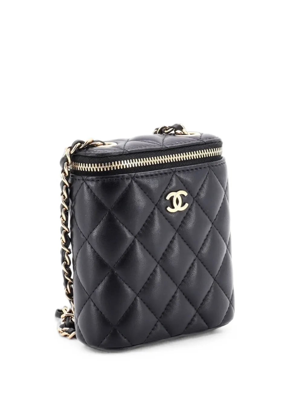 Vertical Classic Vanity Case with Chain Quilted Lambskin Small clutch bag