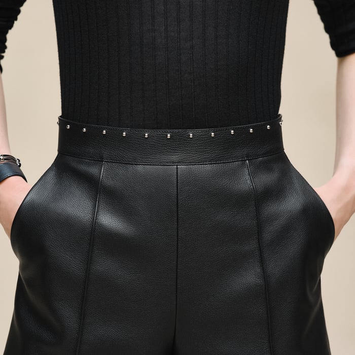 Noir Grained Goatskin Shorts