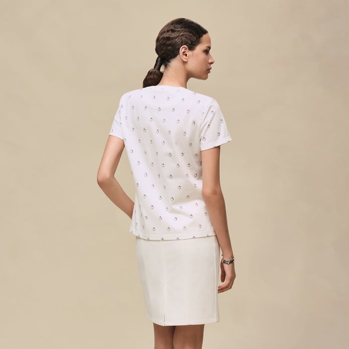 Blanc "Anneau Finesse" Straight T-shirt