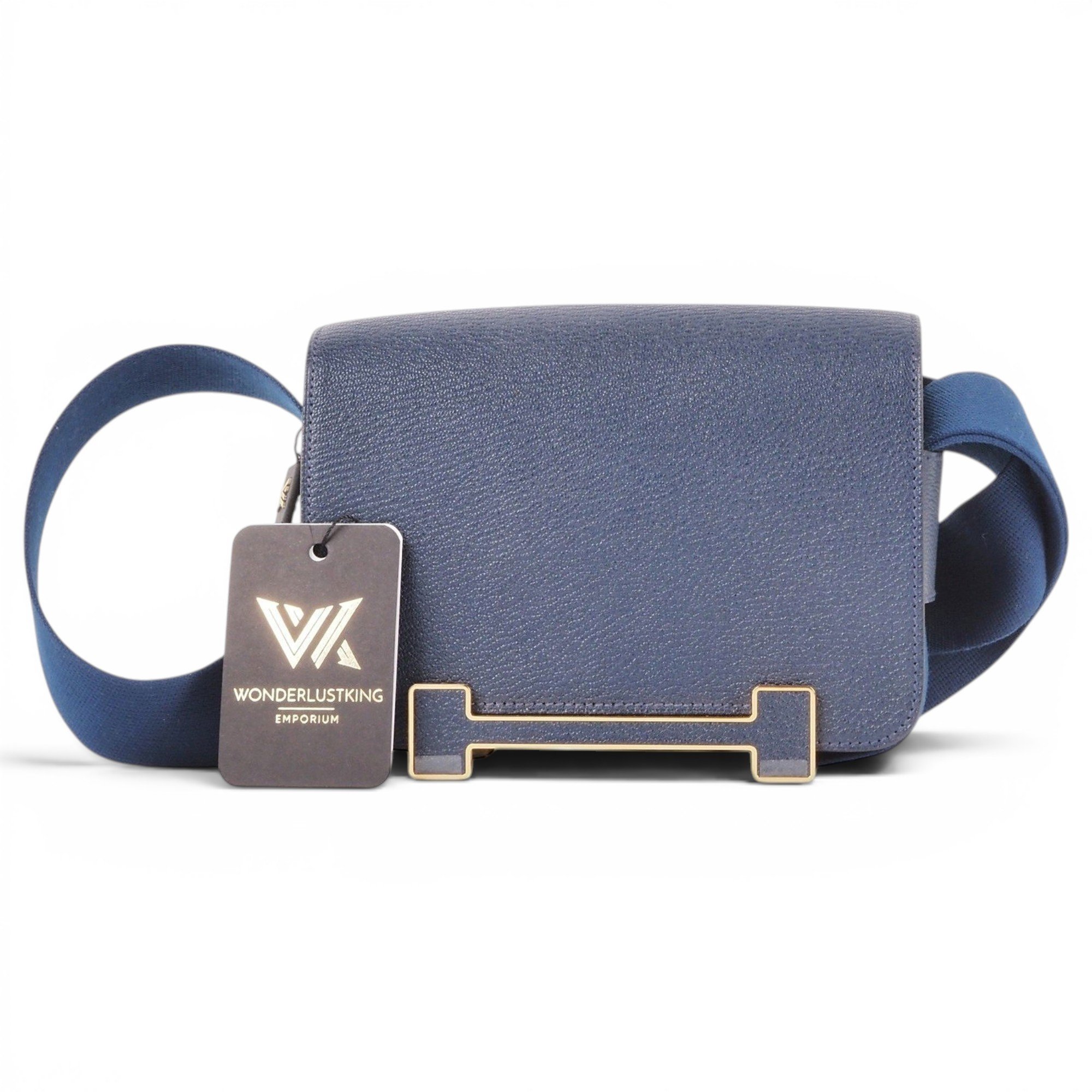 Hermes Geta Handbag Navy Chèvre Mysore Leather 2024