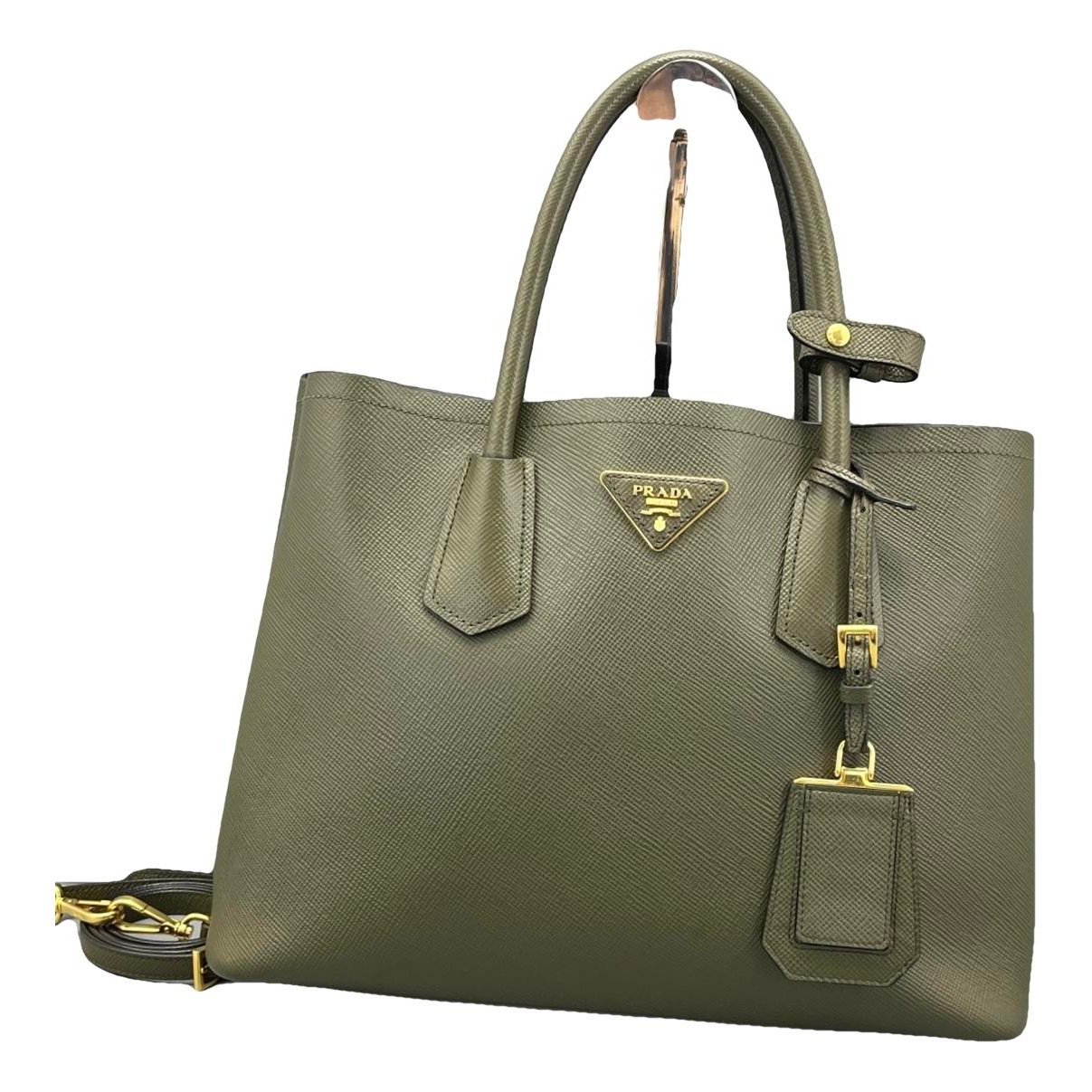 Double leather handbag
