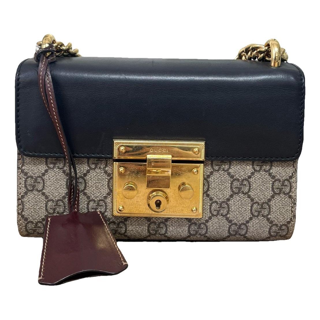 Padlock leather handbag