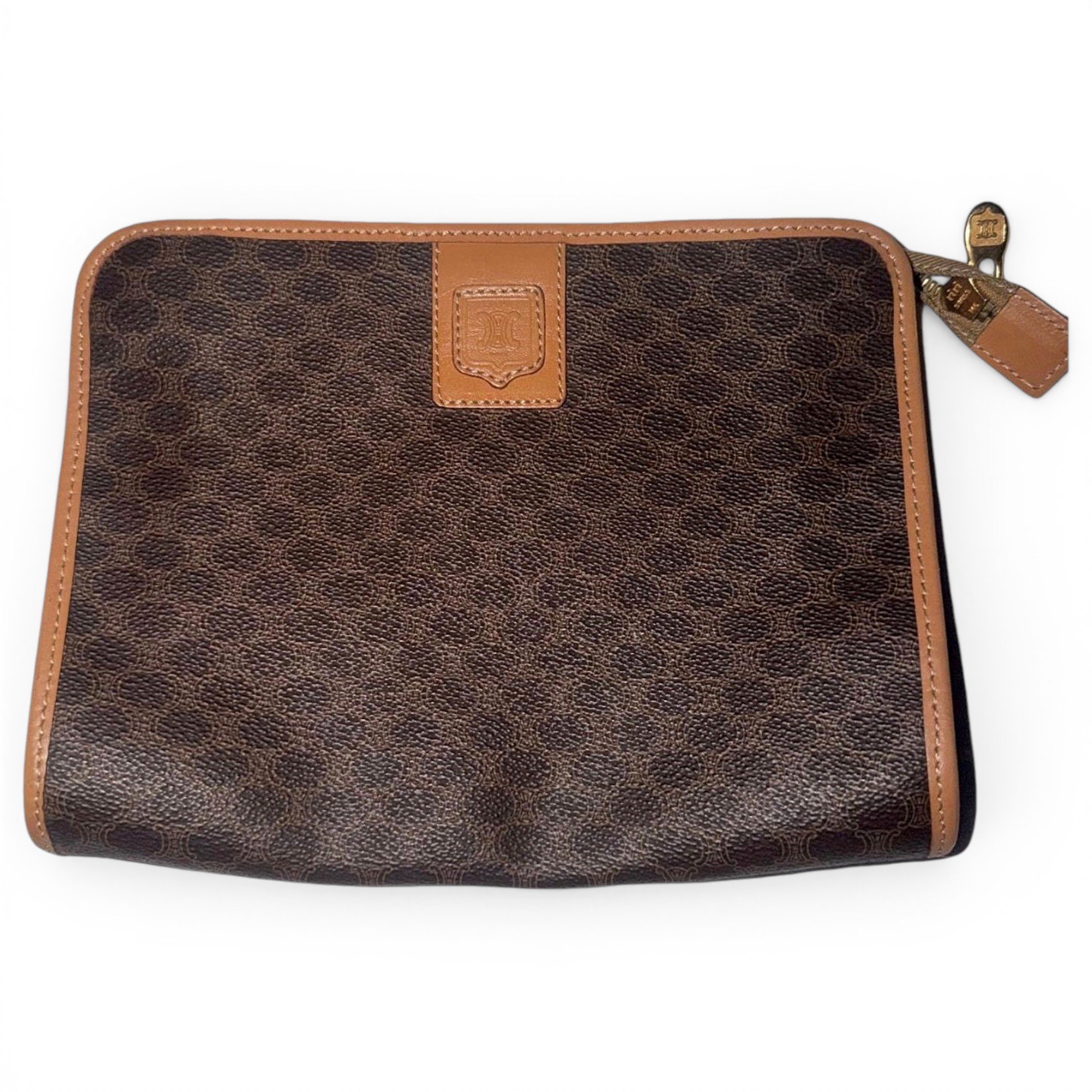 Triomphe Vintage leather clutch bag