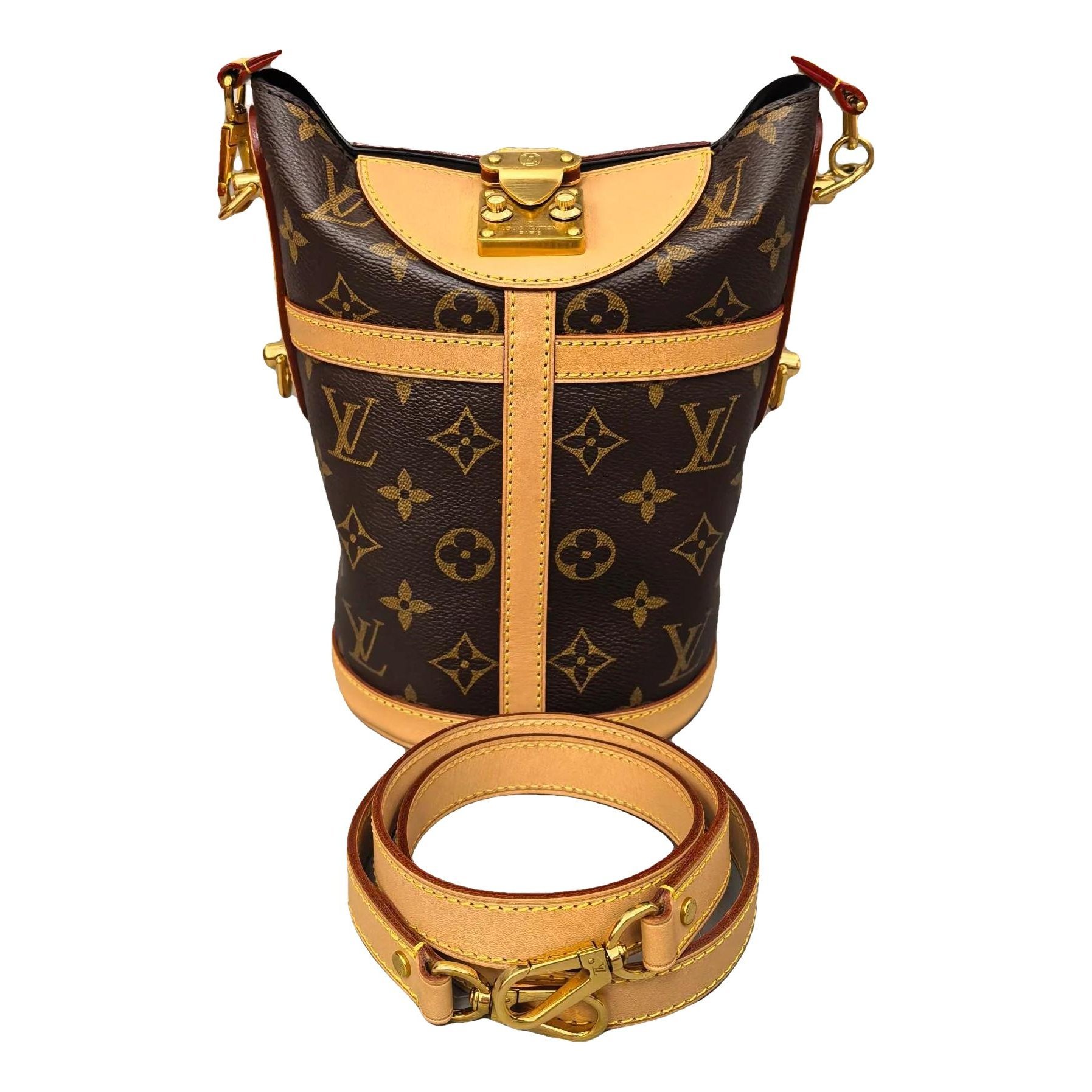 Duffle leather handbag