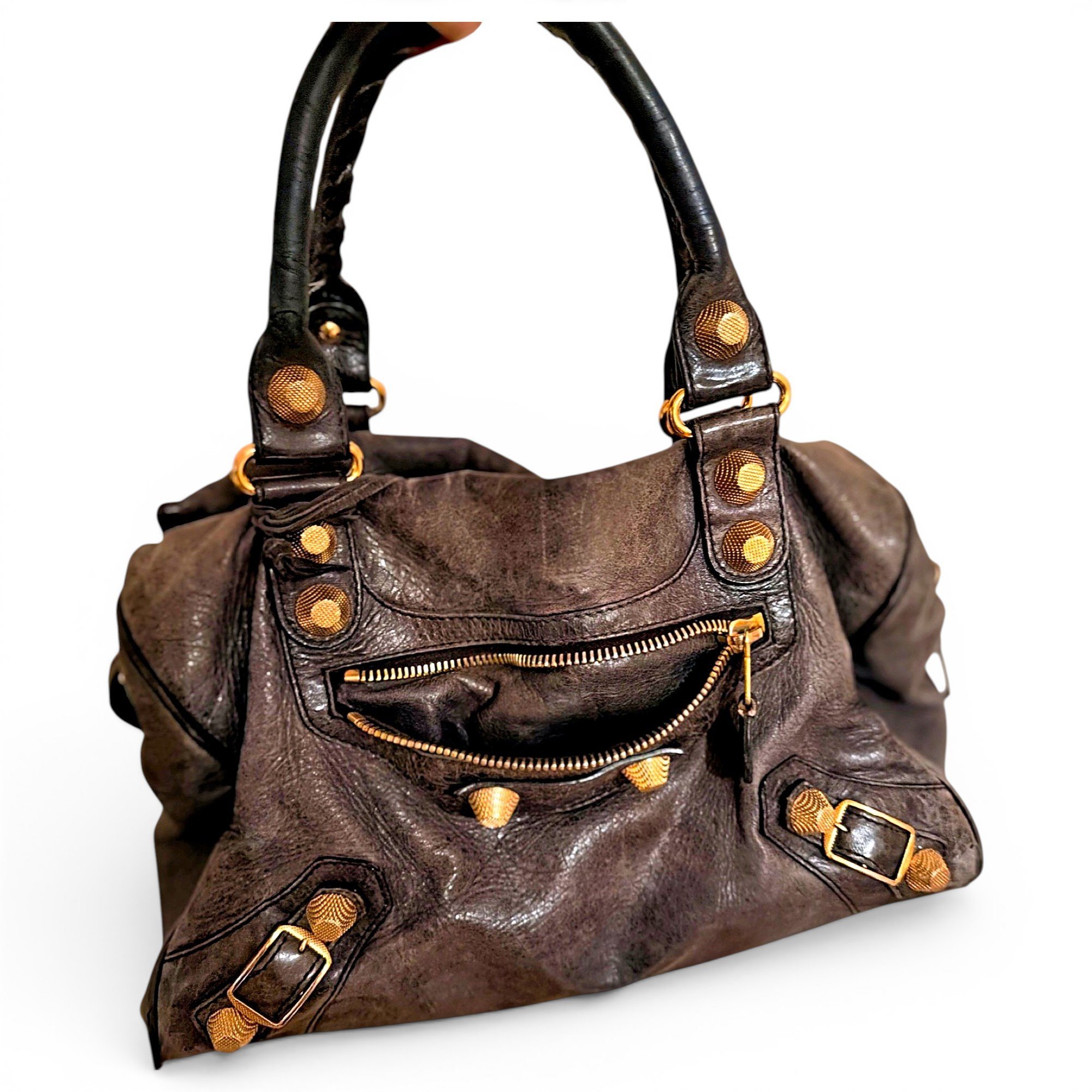 Work leather handbag