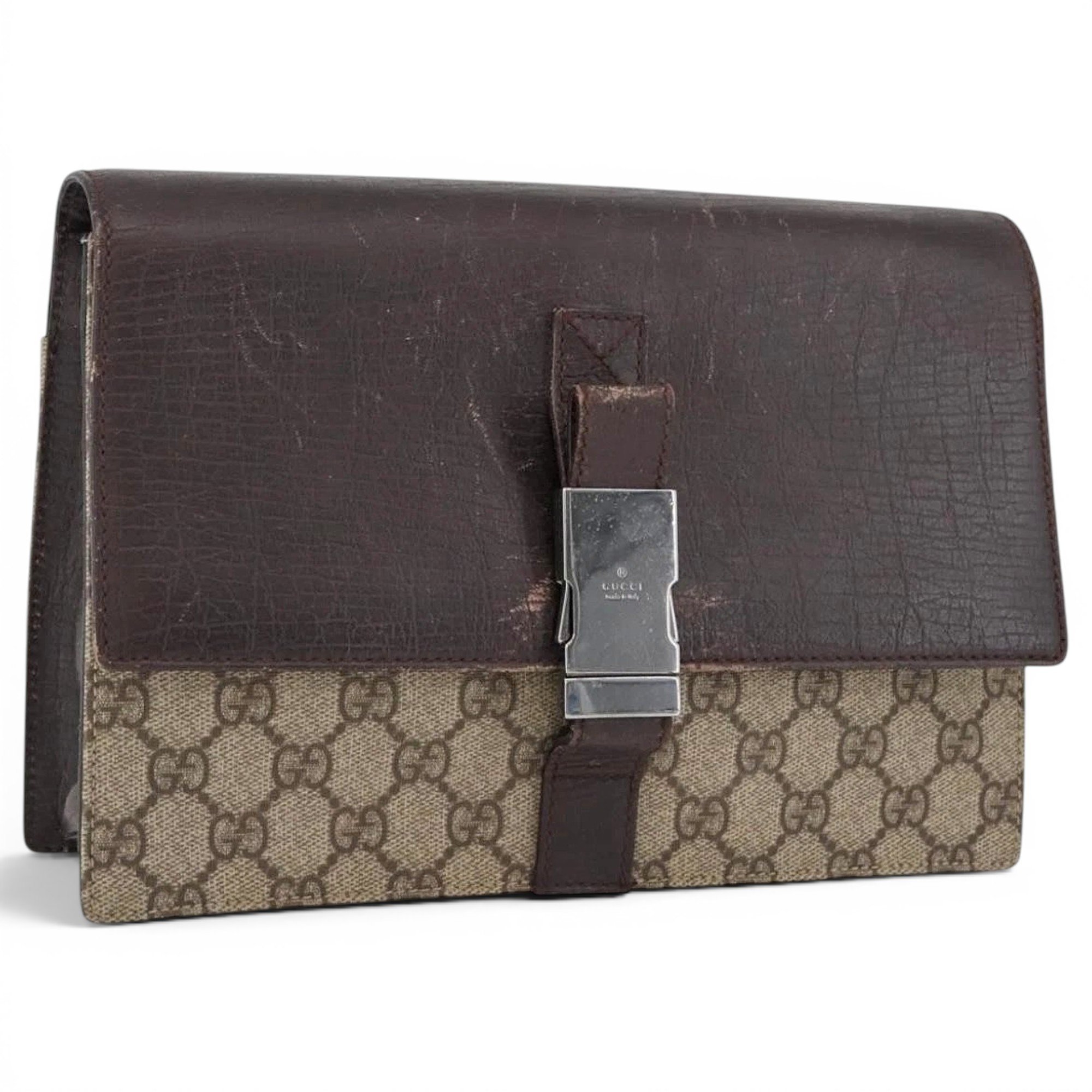 Leather clutch bag