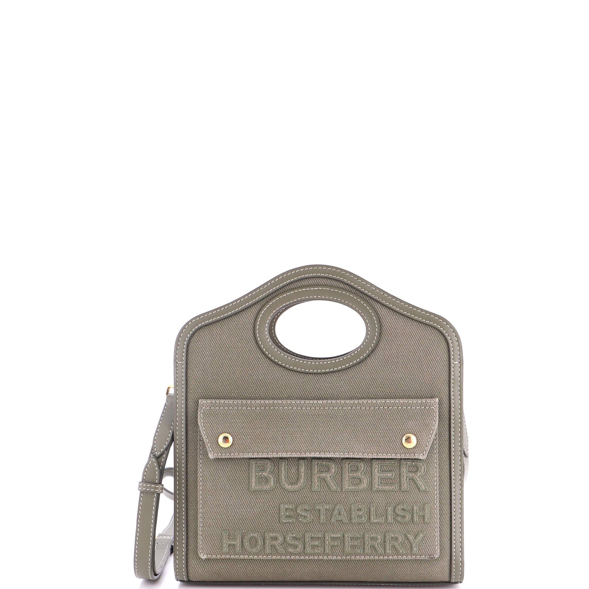 Logo Pocket Tote Canvas with Leather Mini