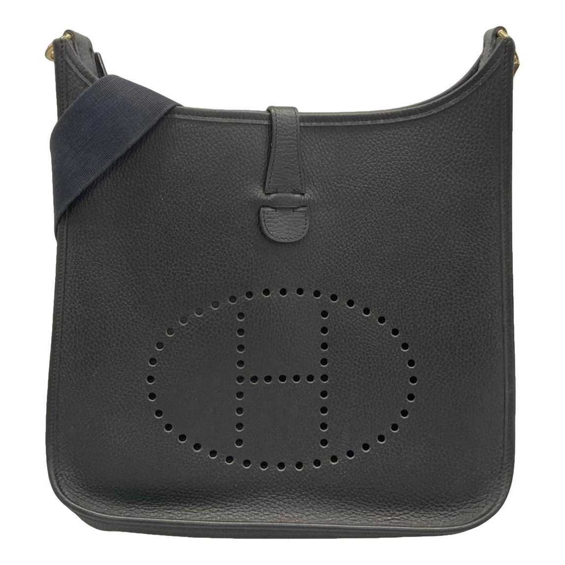 Hermes Evelyne Handbag Black Vache Leather 1463