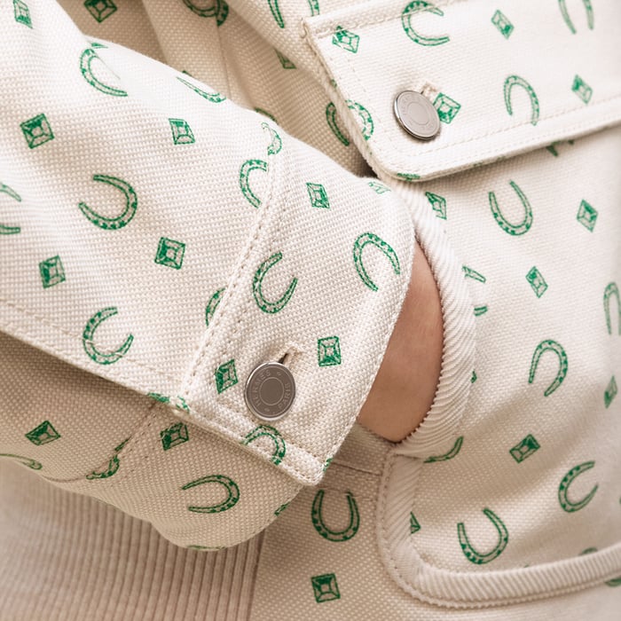 Beige Glaise "Porte-bonheur Bandana" Mixed Materials Jacket