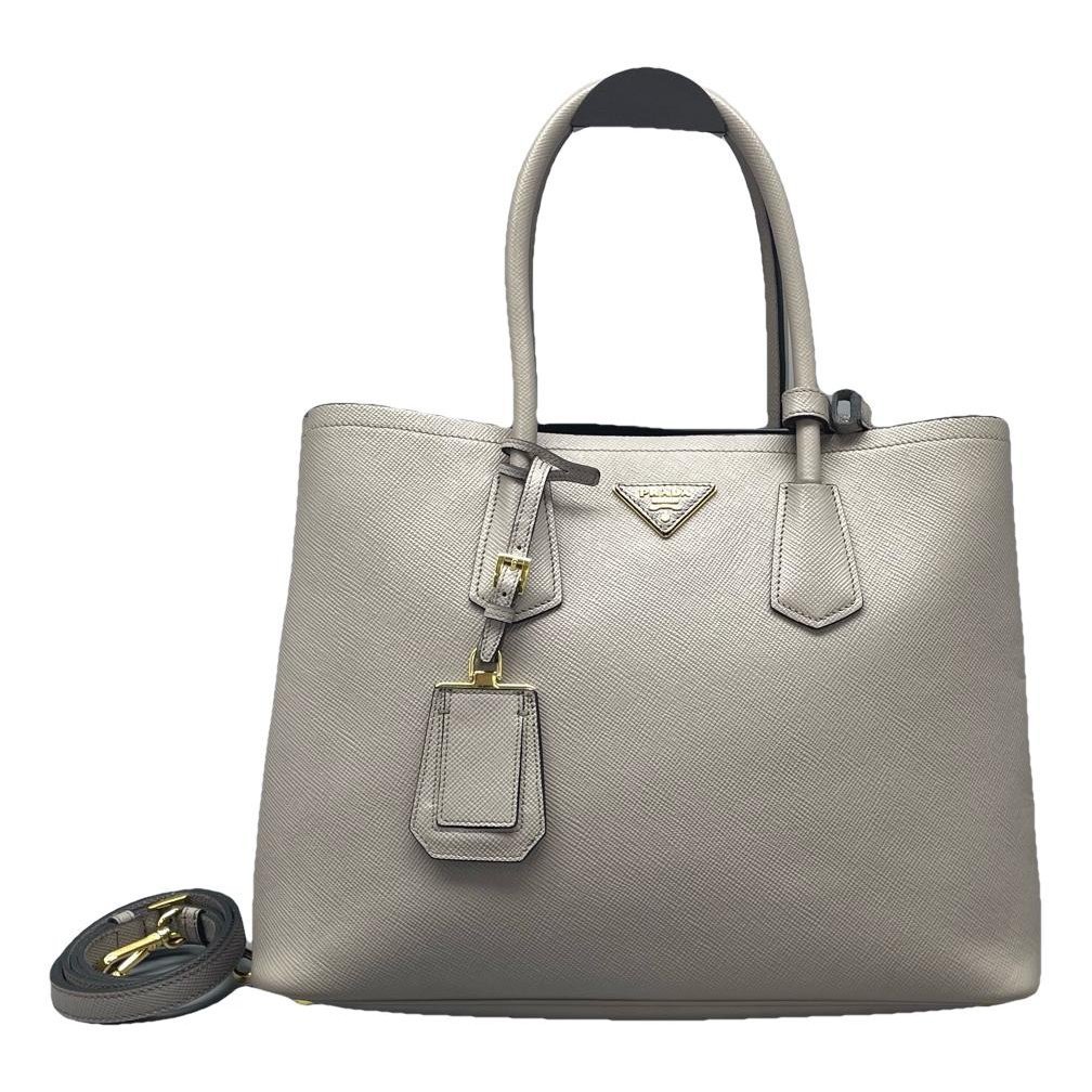 Double leather handbag