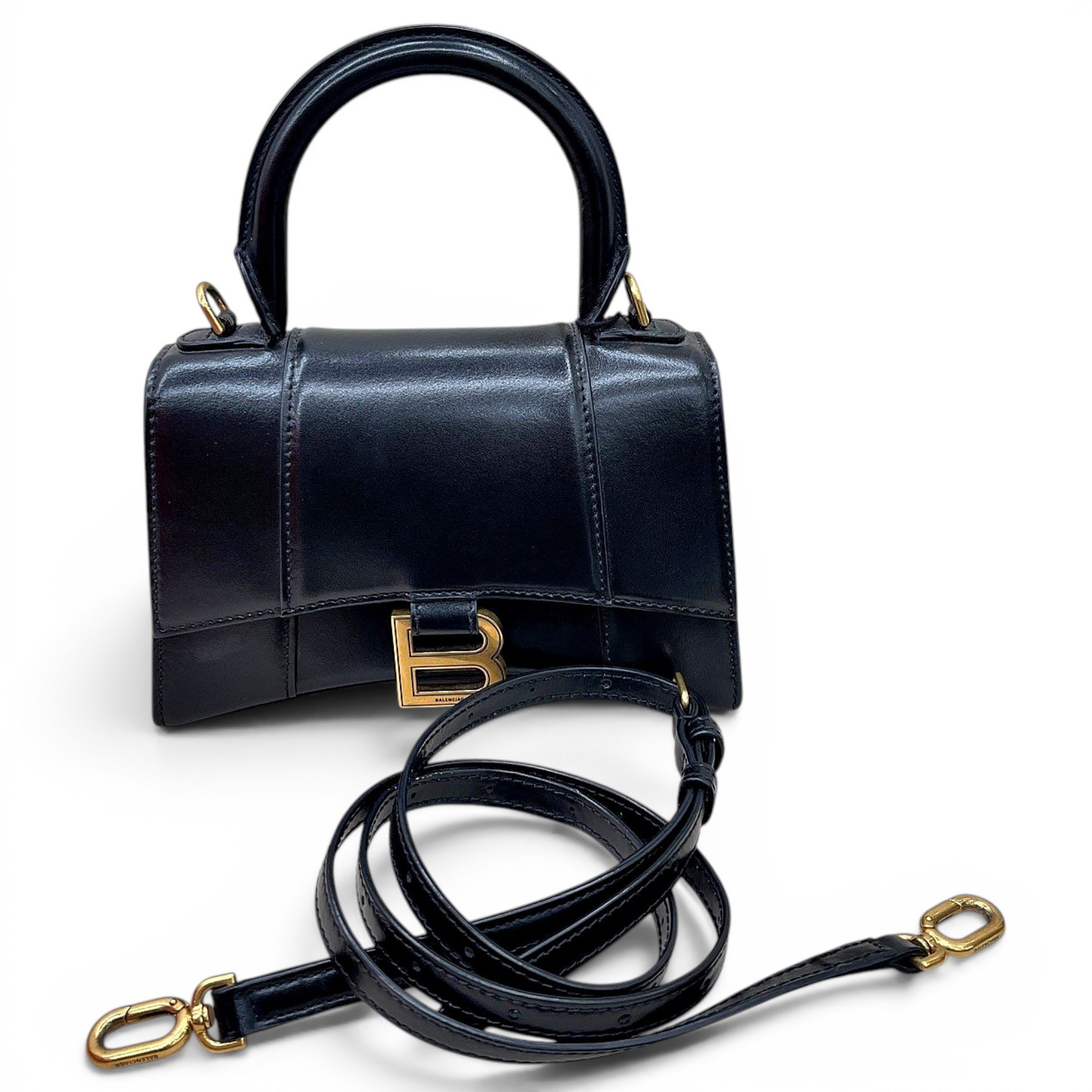 Hourglass leather handbag
