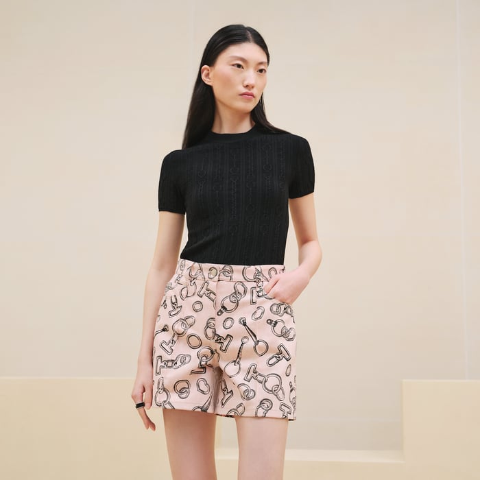 Rose Quartz "Effet Kaleidoscope Finesse" Denim Shorts