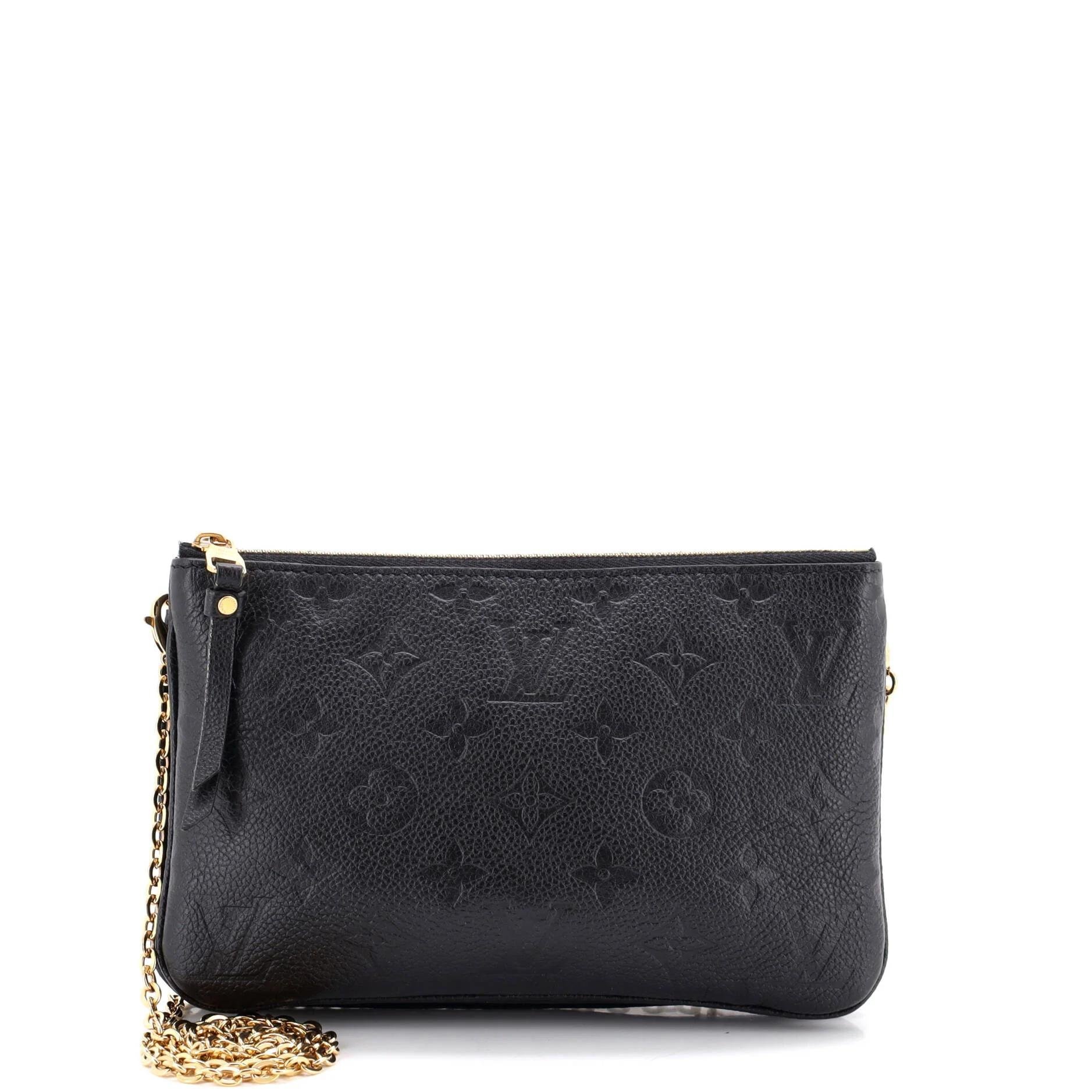 Double zip leather clutch bag
