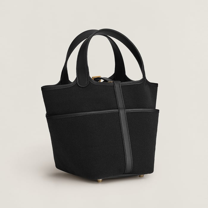 Noir Picotin Lock 18 Pocket Bag