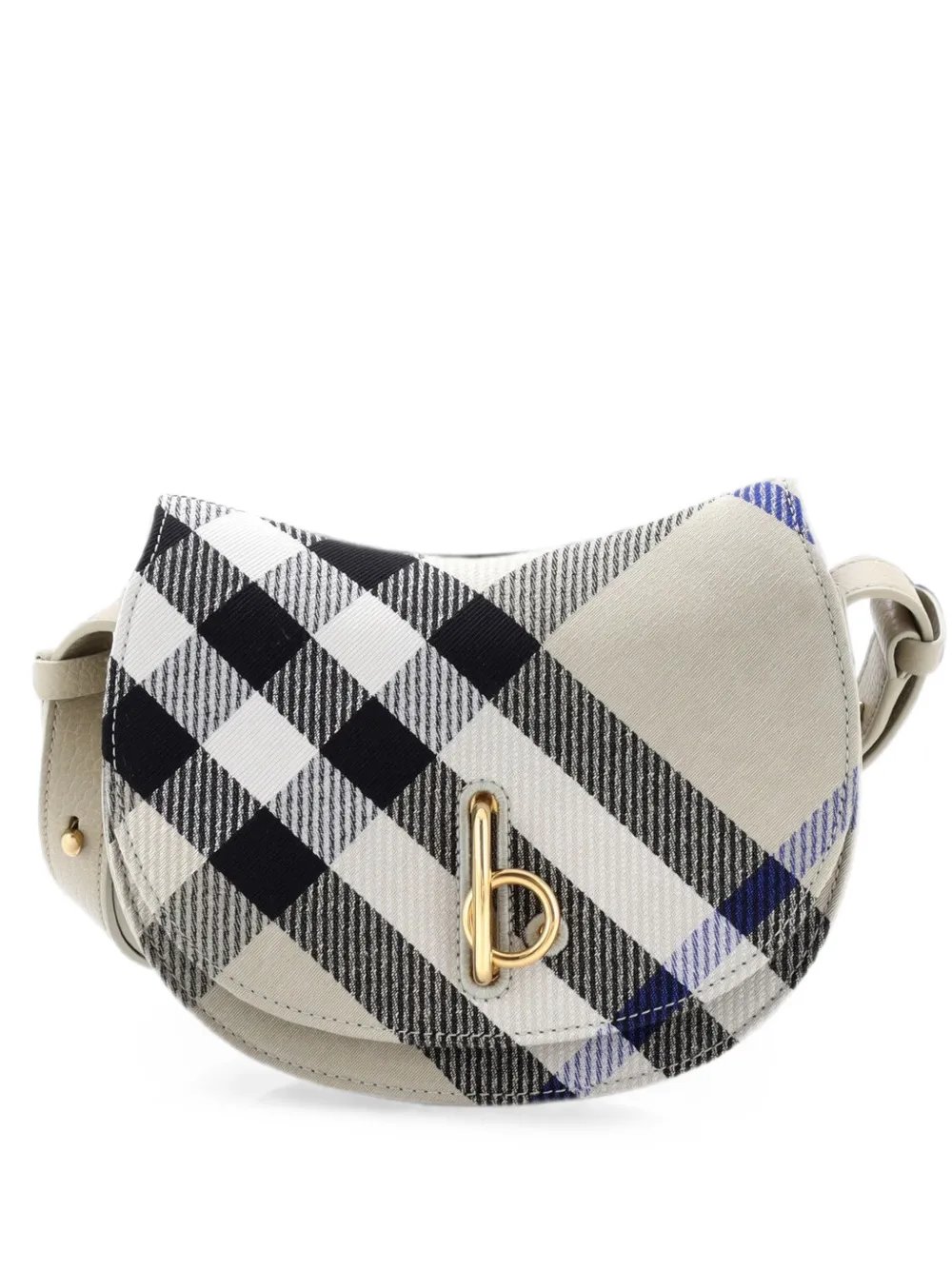 Rocking Horse Shoulder Bag Check Jacquard with Leather Mini crossbody bag
