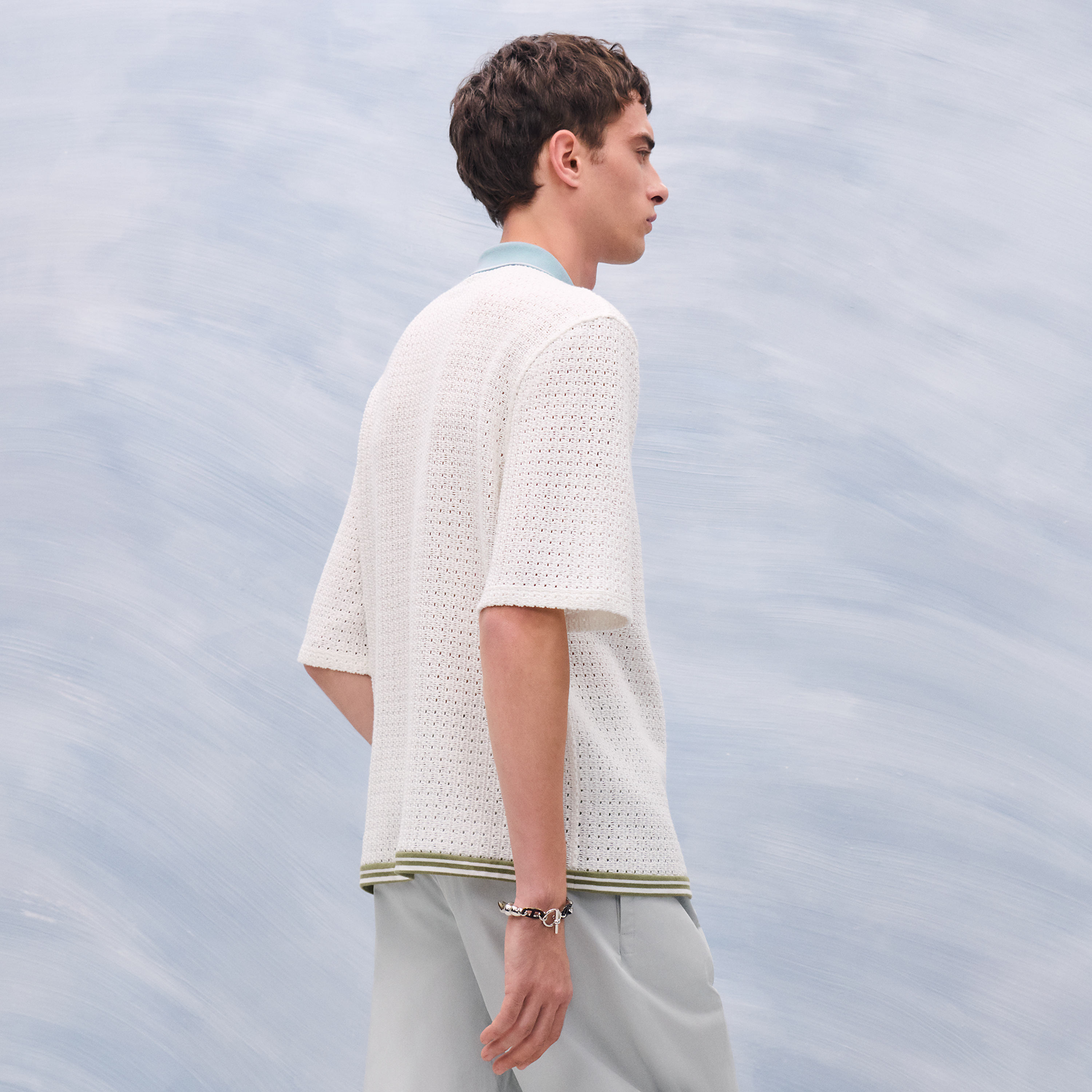 `オシャレでかっこいい♪`【HERMES】シャツ Ajoures colores ajoures-colores-short-sleeve-