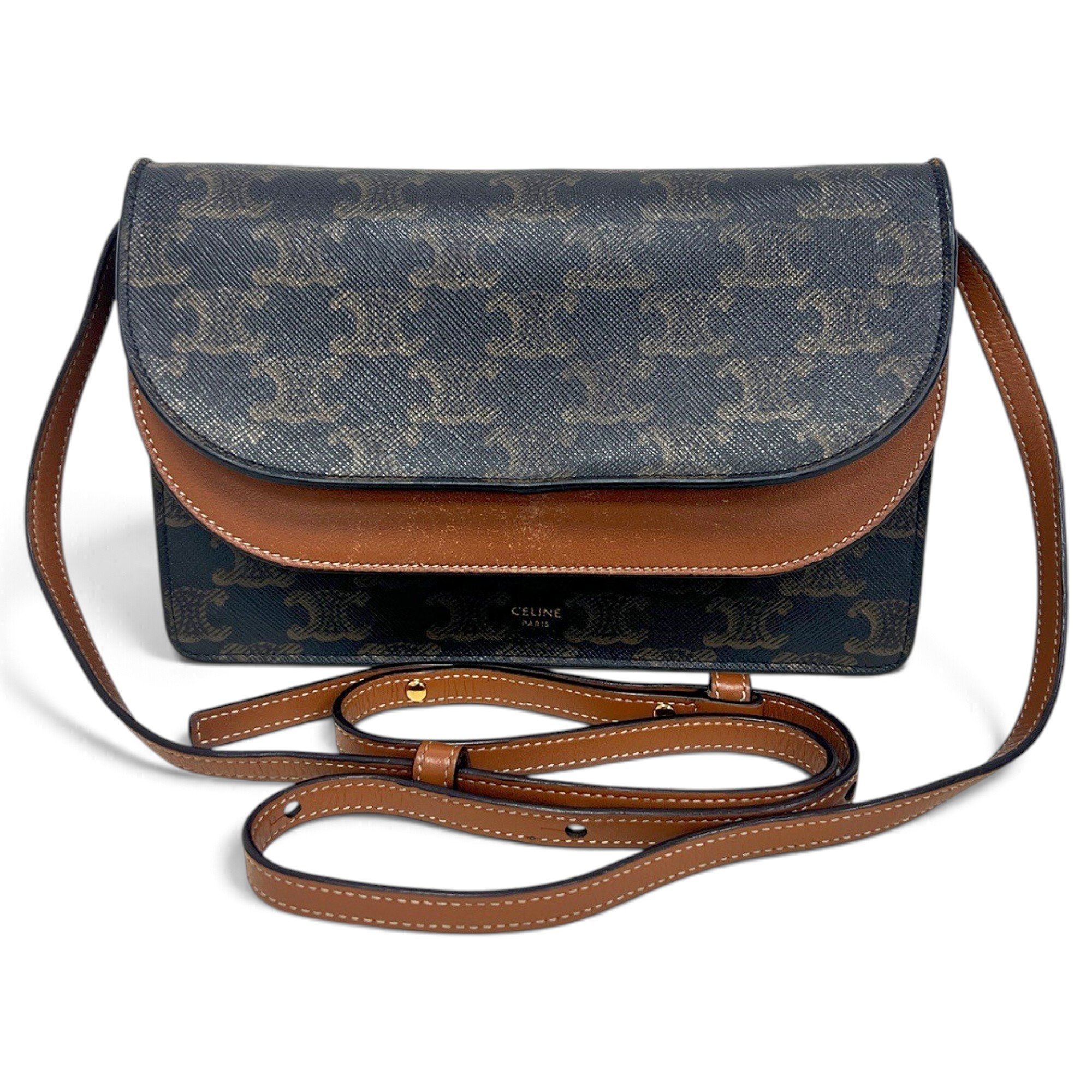 Pocket leather crossbody bag