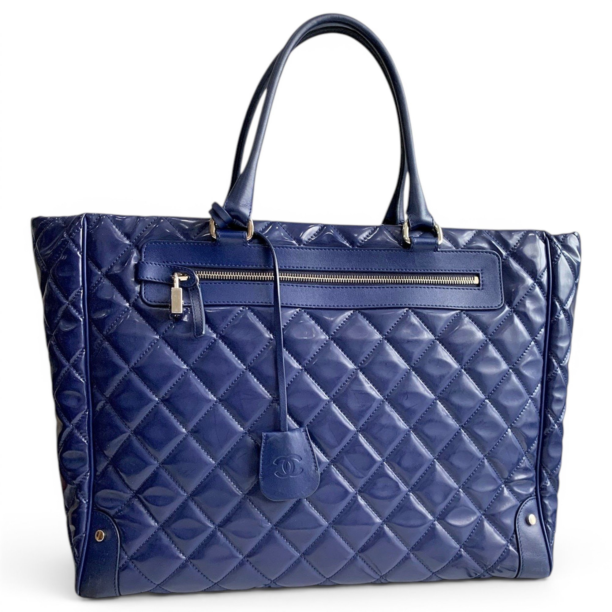 Cocoon patent leather tote