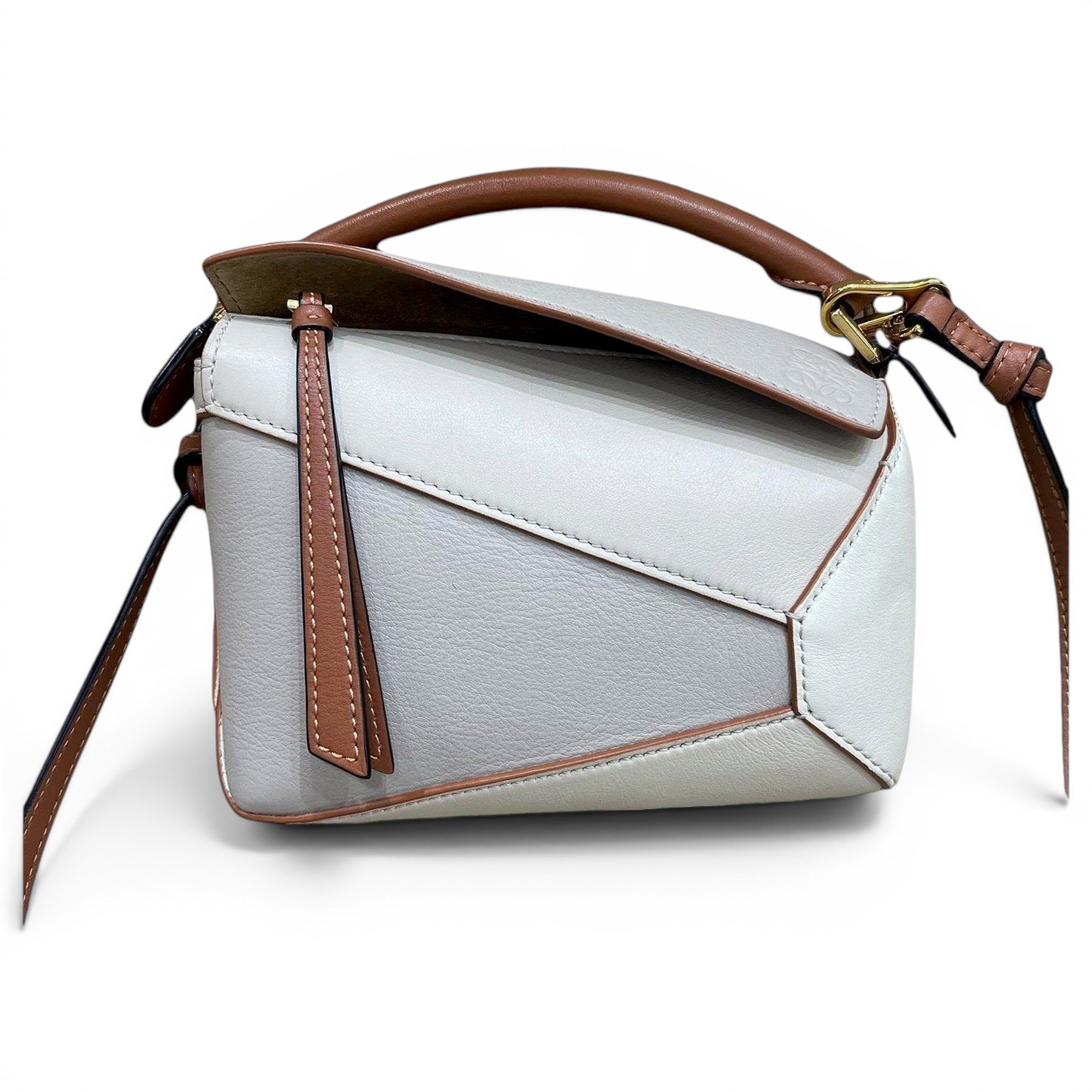 Puzzle leather handbag