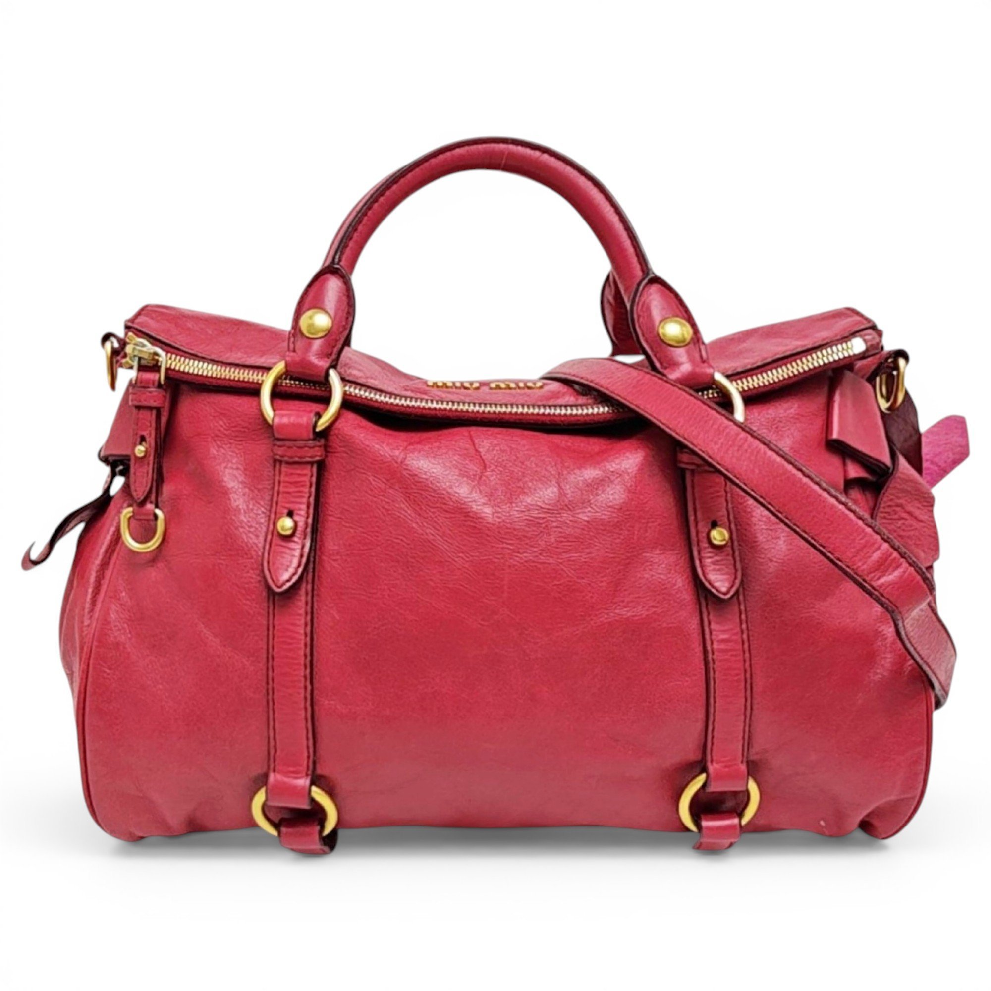 Bow bag leather handbag