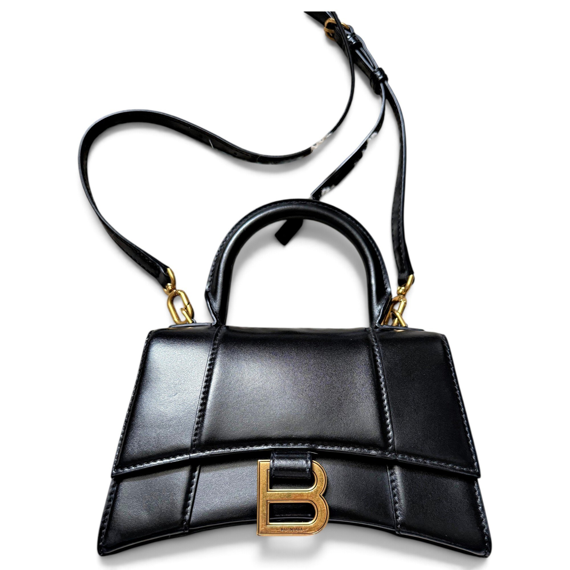 Hourglass leather handbag