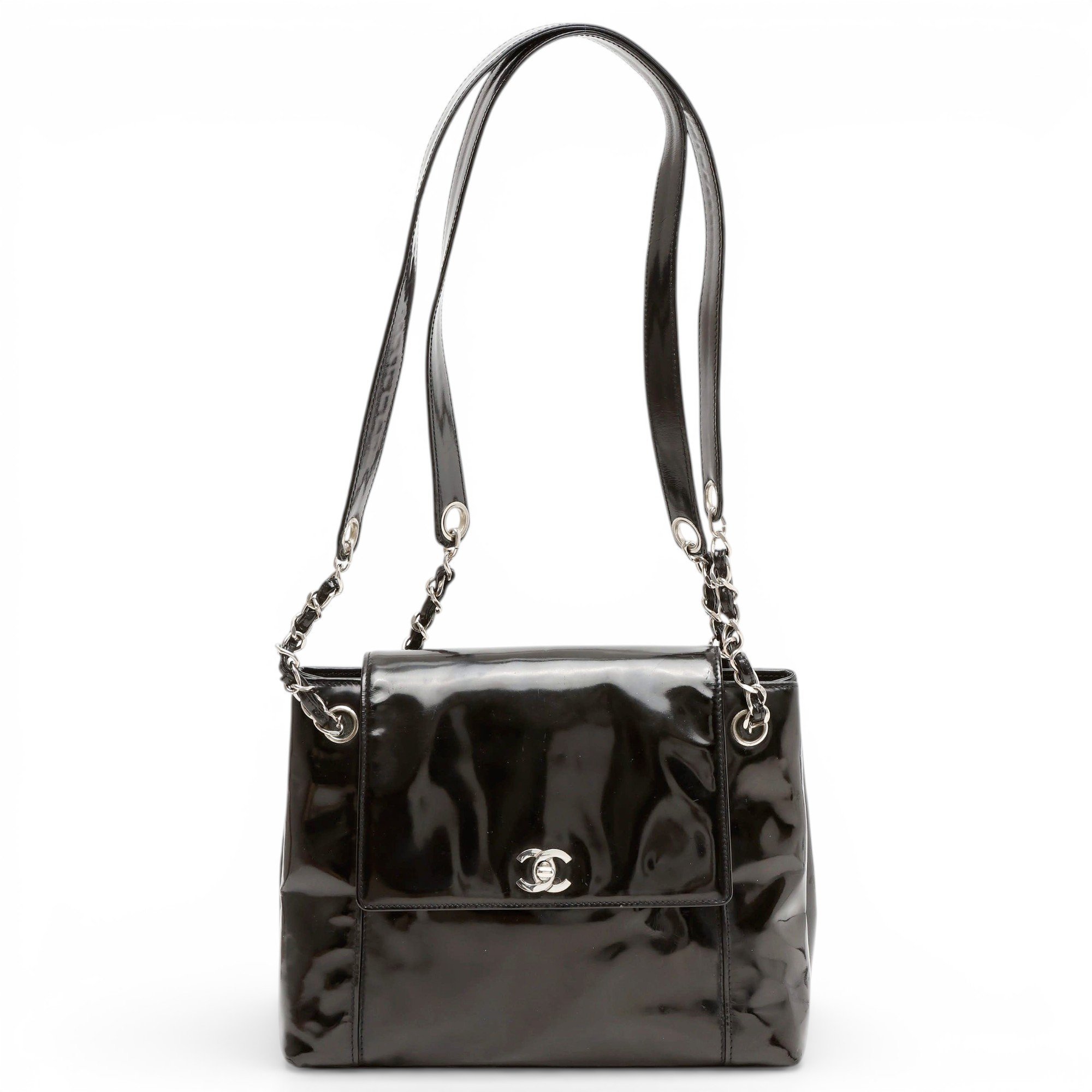 Vintage CC Chain patent leather tote