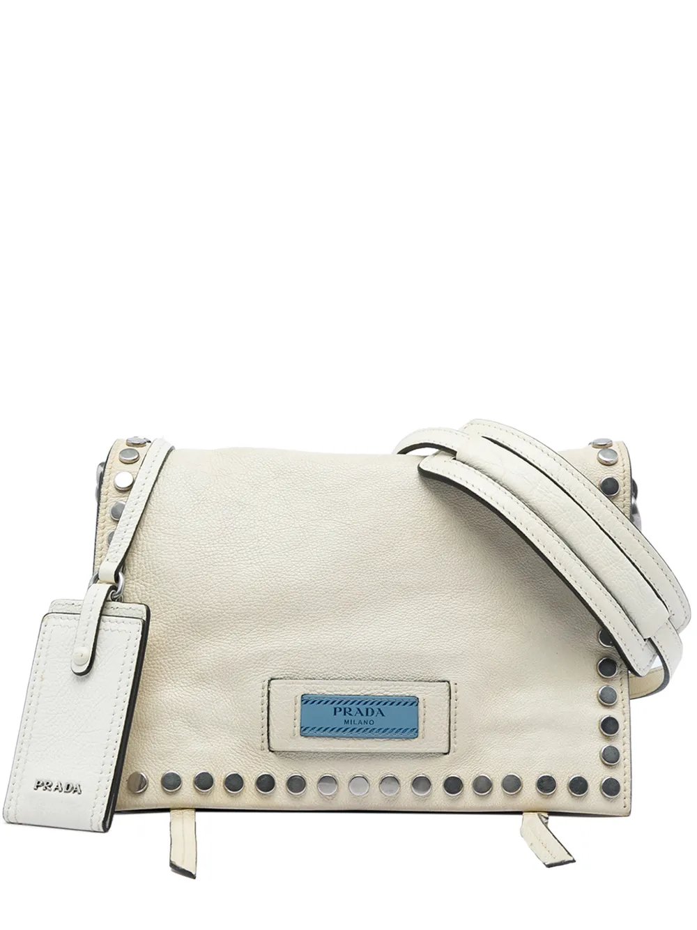 2000-2026 Glace Calfskin Studded Etiquette Flap satchel