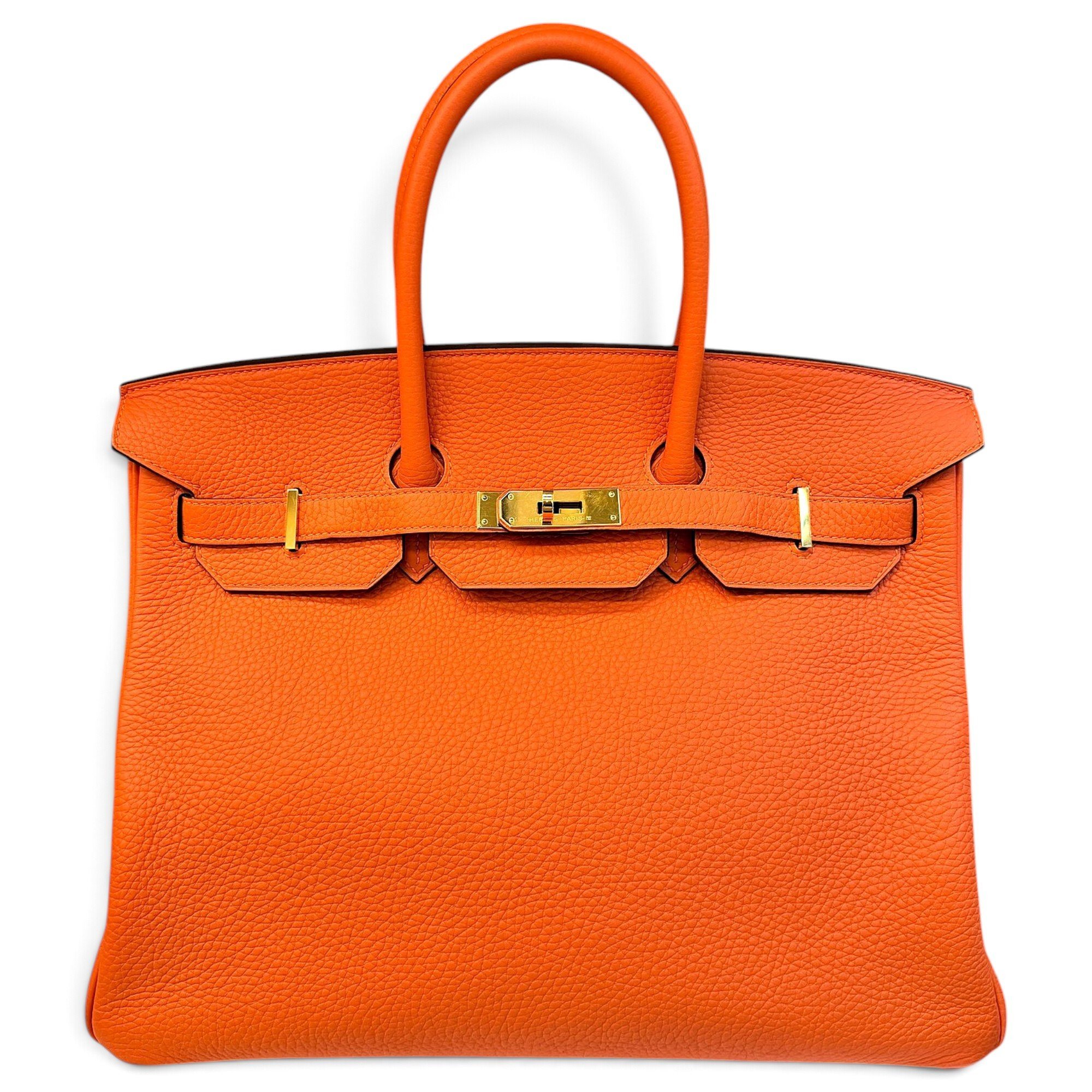 Hermes Birkin 35 Handbag Orange Clemence Leather
