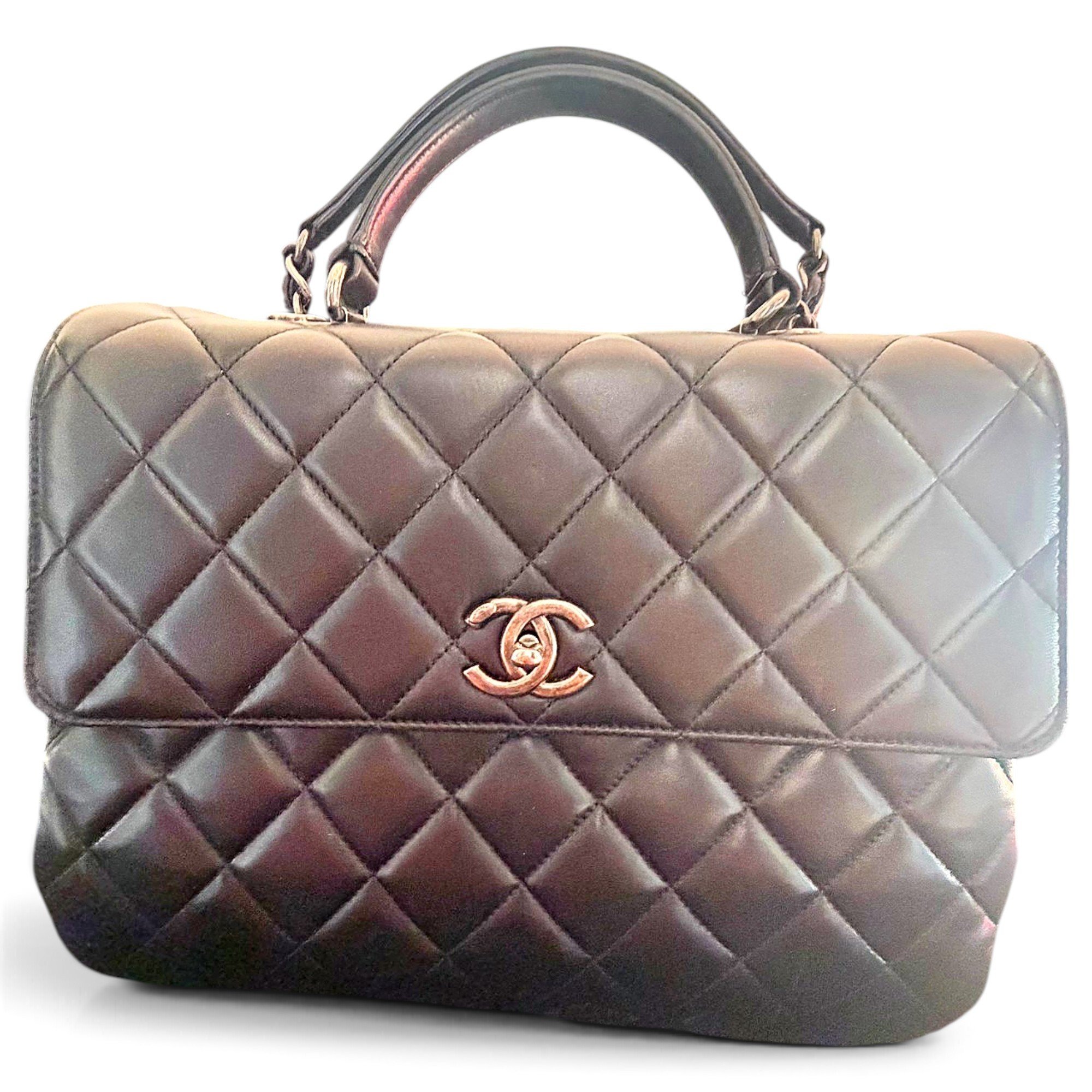 Trendy CC Top Handle leather handbag
