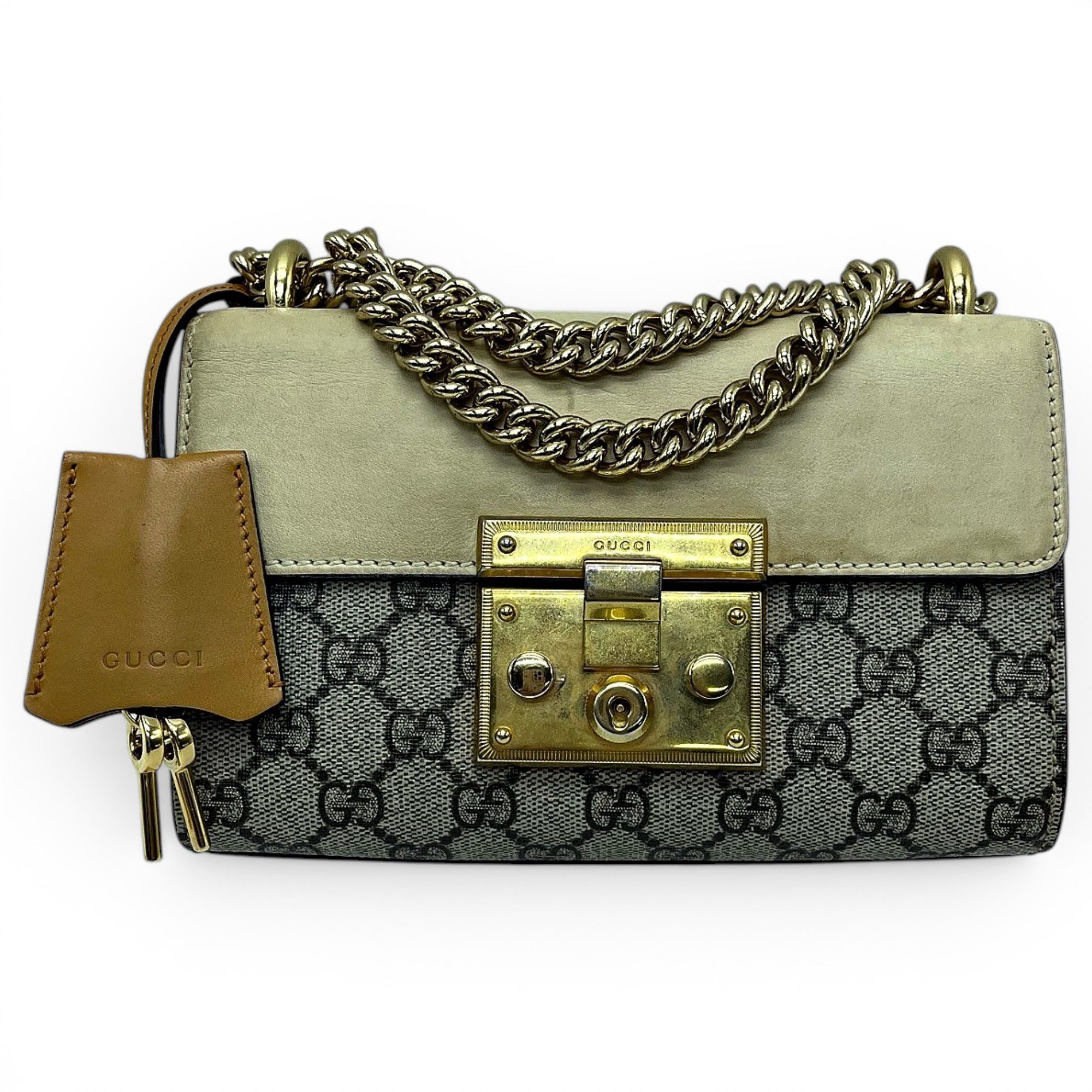 Padlock leather handbag