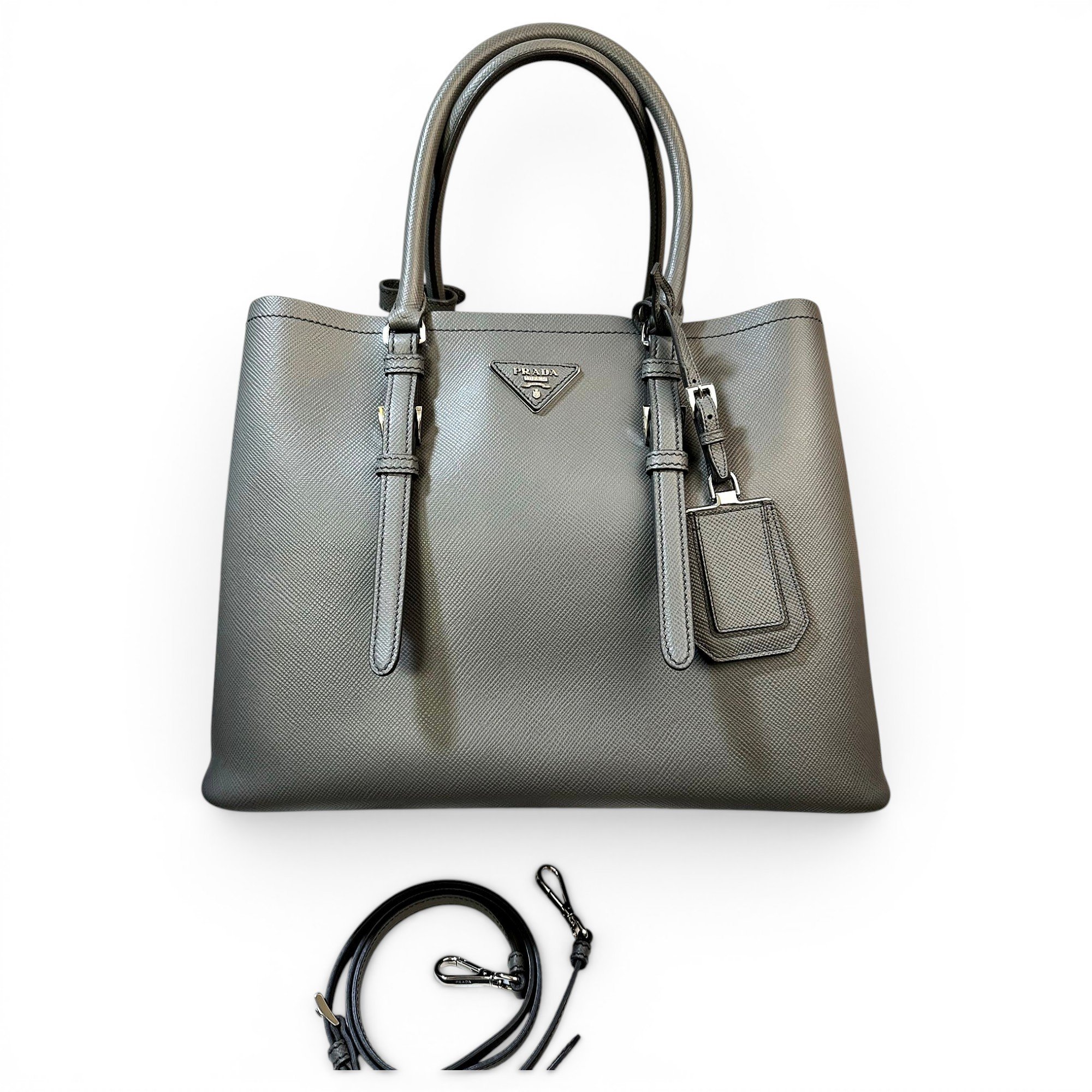 Double leather handbag