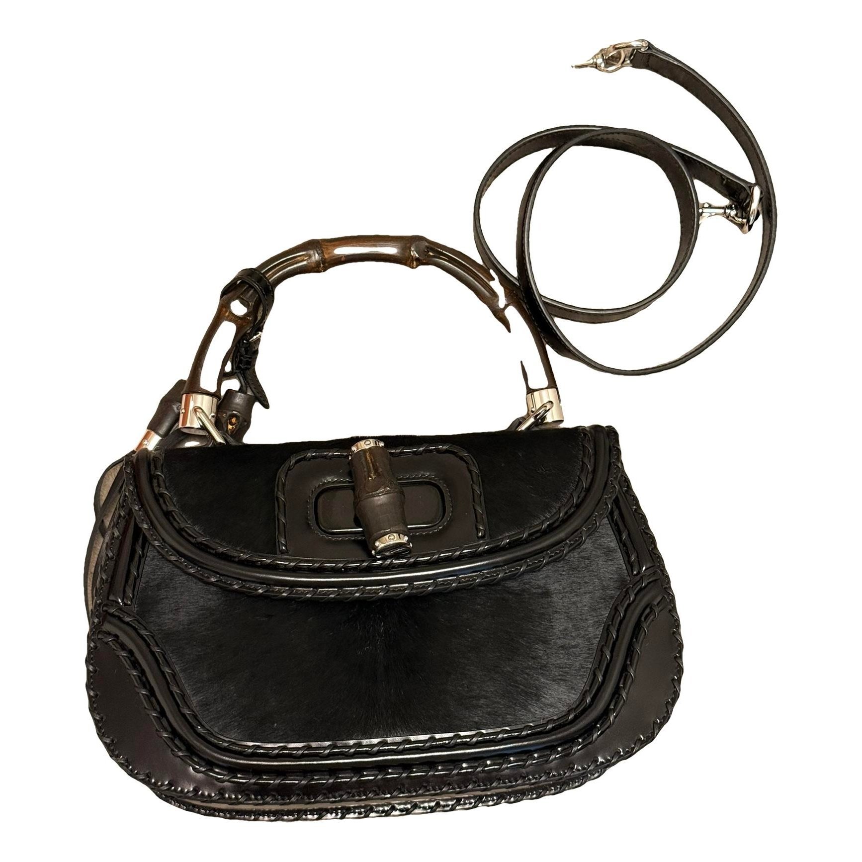 Bamboo pony-style calfskin handbag