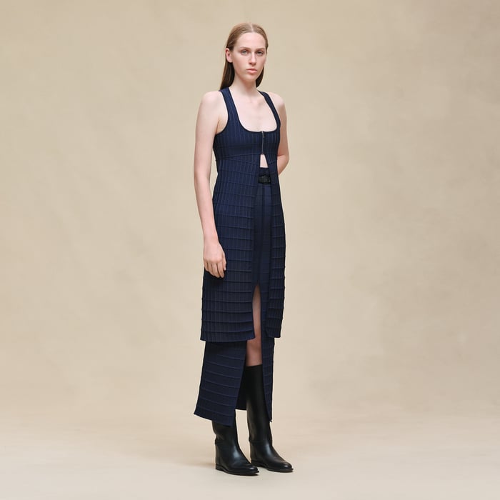 Bleu Outremer Long Sleeveless Cardigan