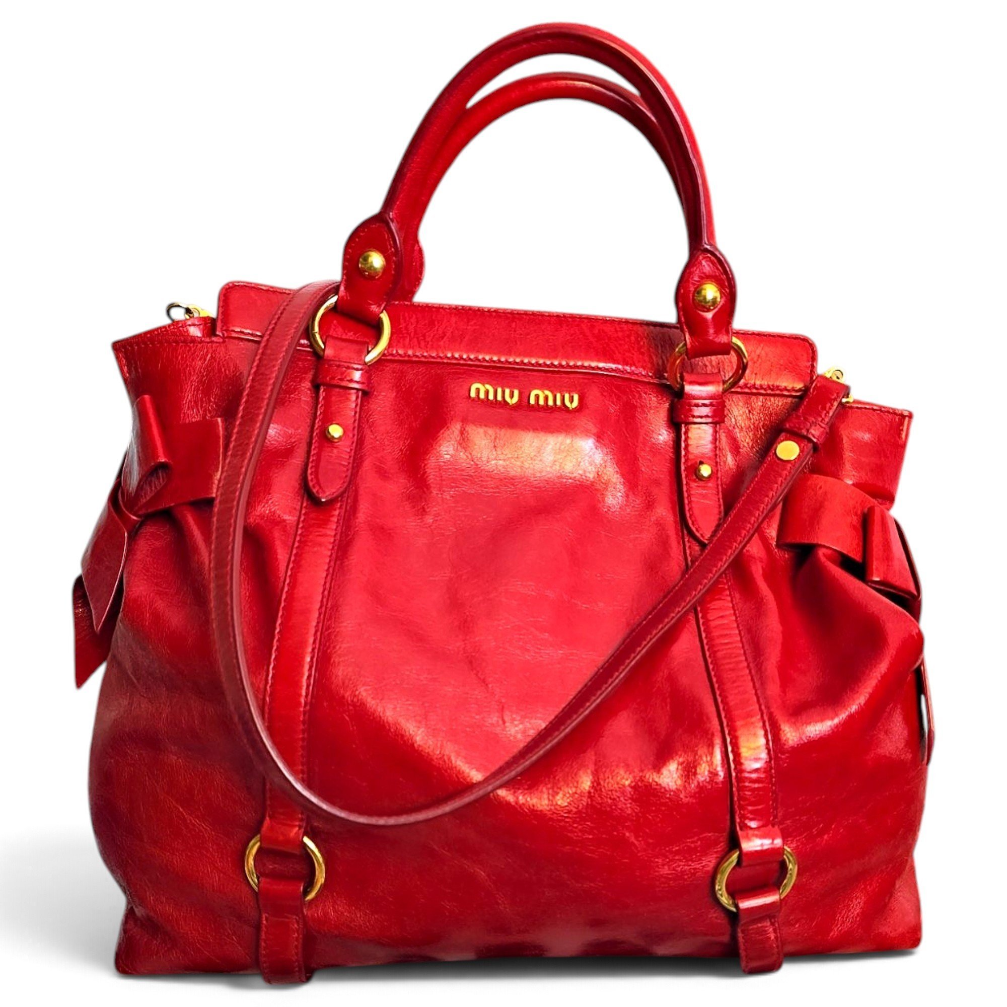 Bow bag leather handbag