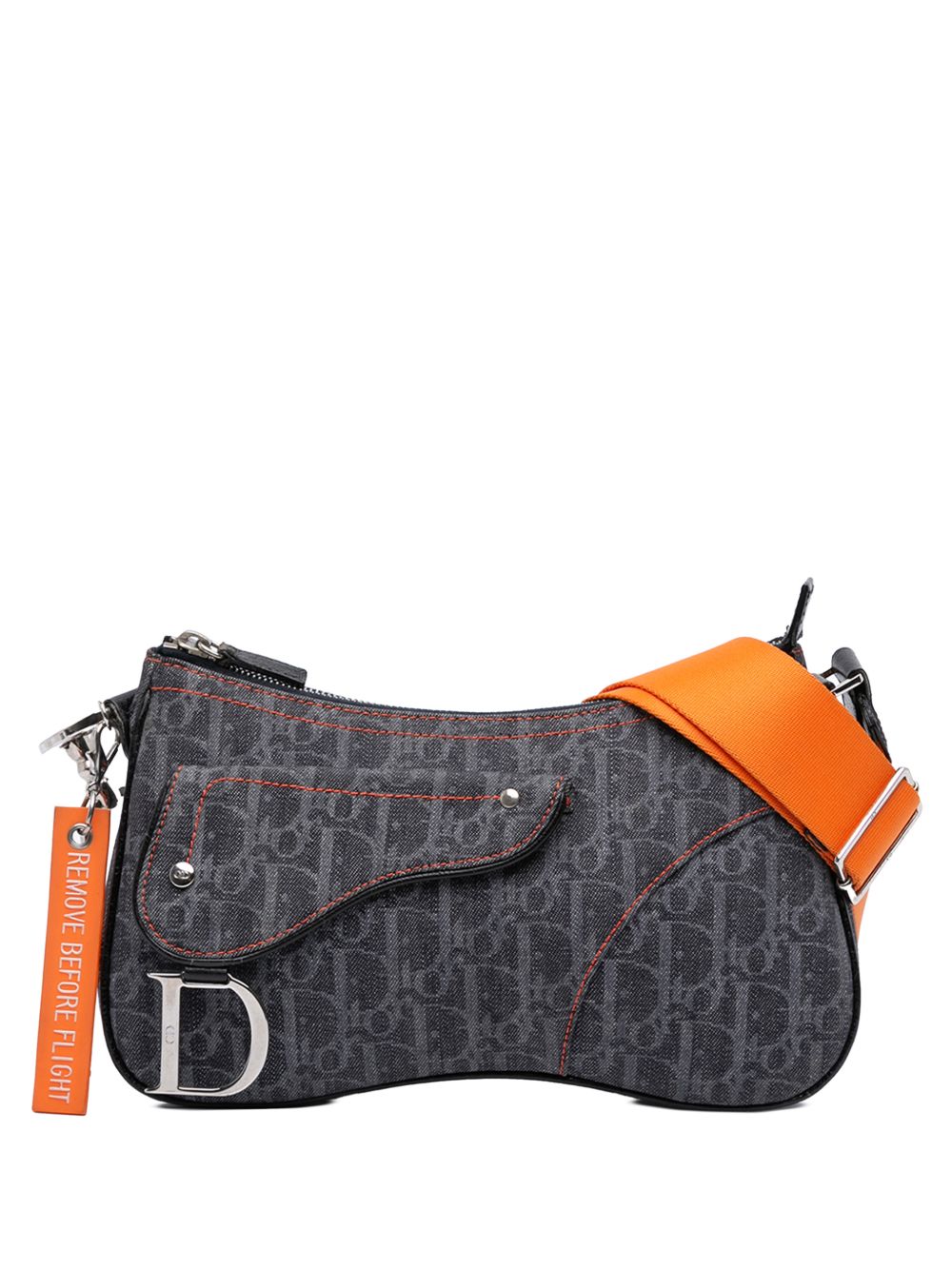 2015 Oblique Denim Flight Double Saddle crossbody bag