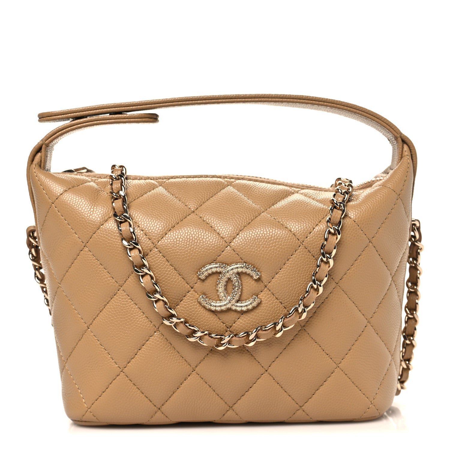 Chanel Caviar Quilted Hobo Dark Beige