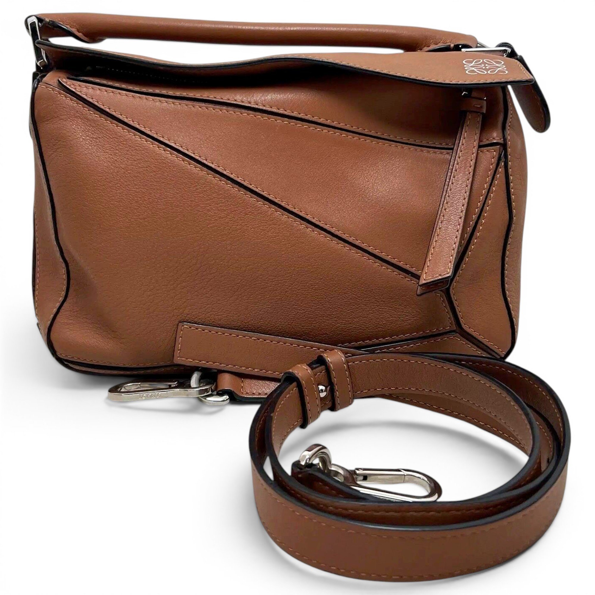 Puzzle leather handbag