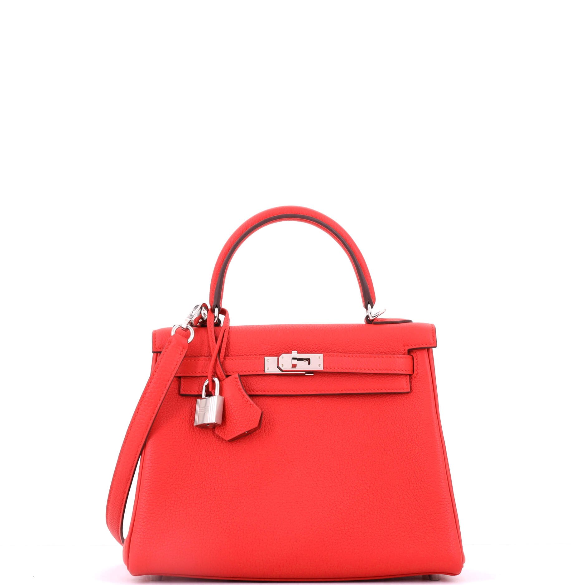 Kelly Handbag Rouge Radieux Togo with Palladium Hardware 25