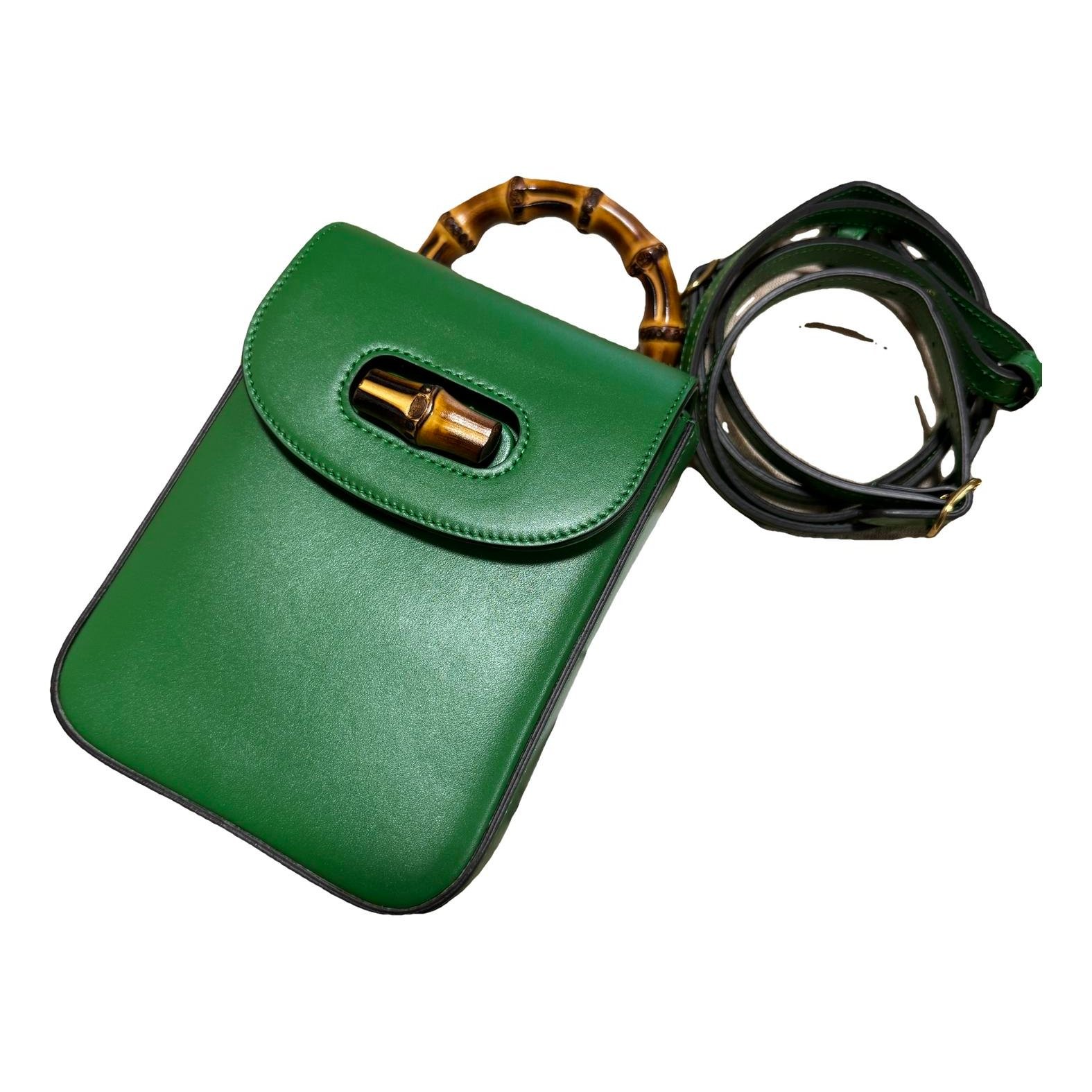 Bamboo leather clutch bag