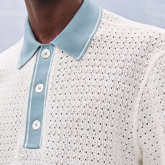 Écru "Ajoures Colores" Polo Shirt