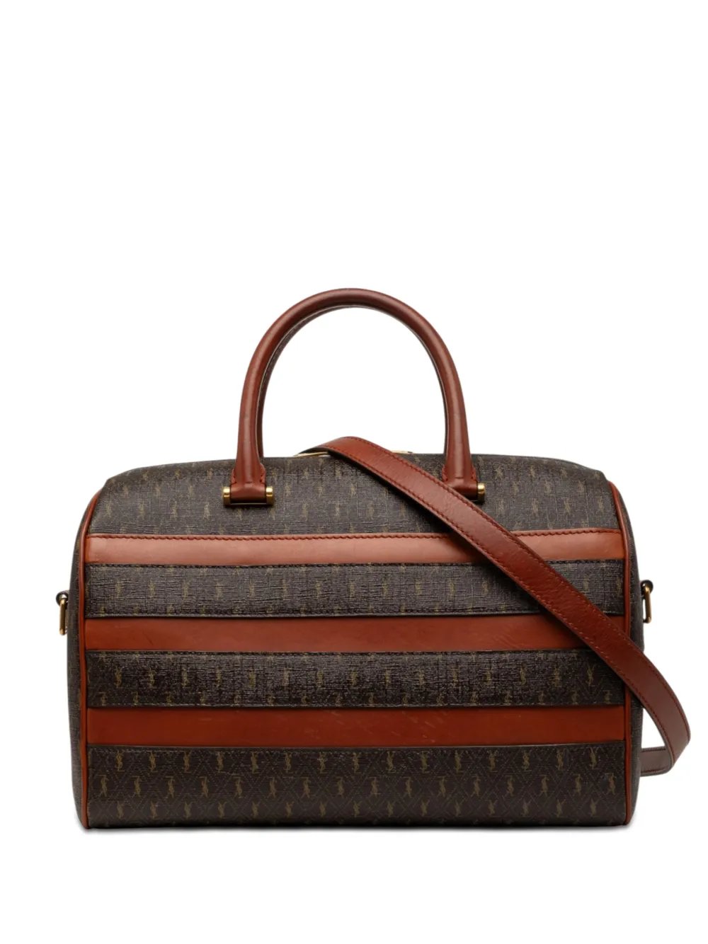 2021 Le Monogramme Coated Canvas and Leather Striped Boston Bag satchel