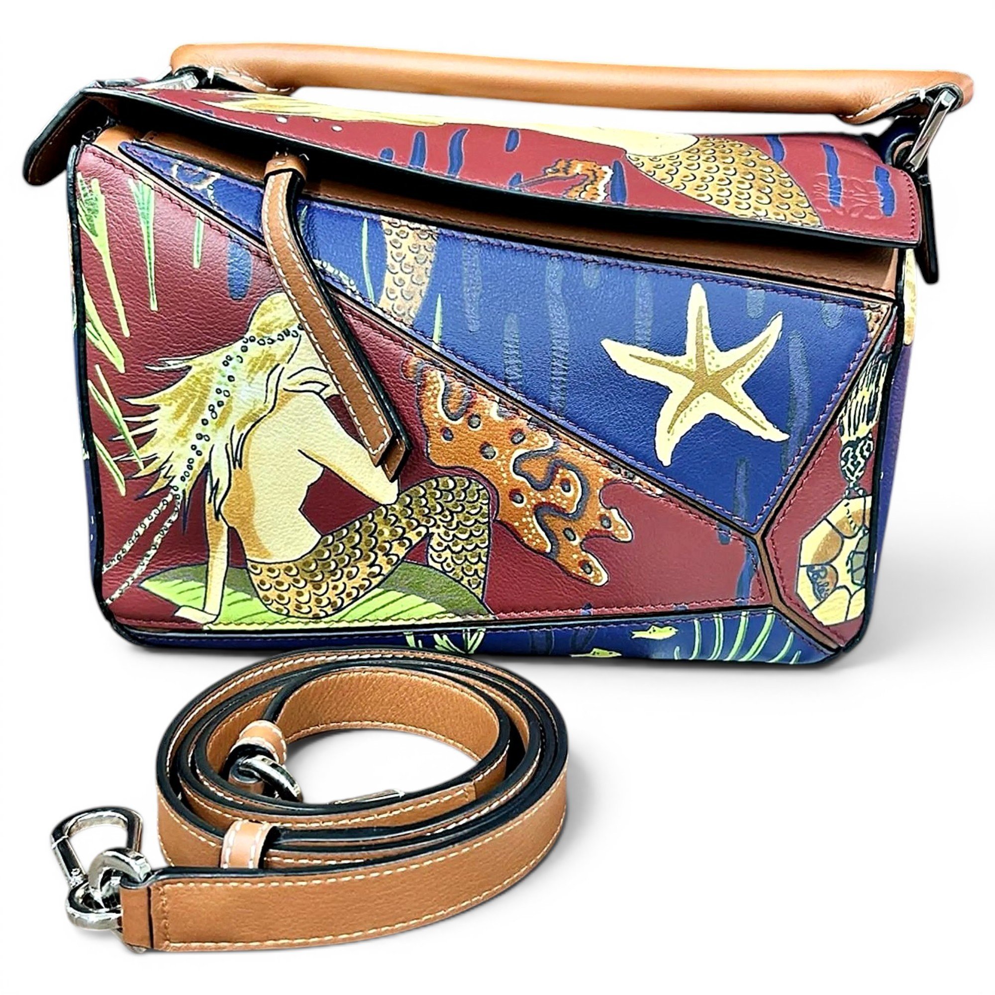 Puzzle leather handbag