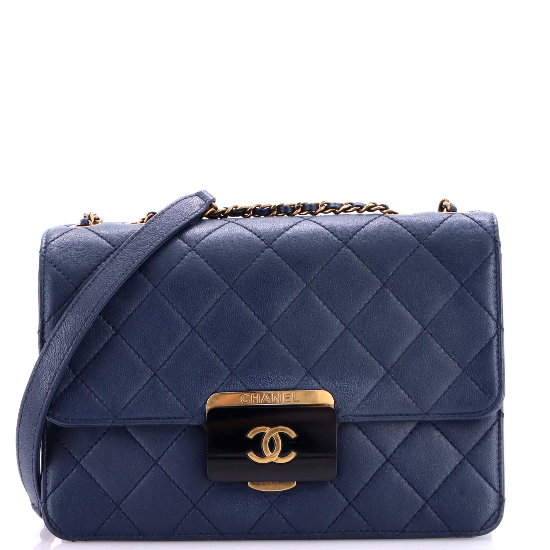 Beauty Lock Flap Bag Quilted Sheepskin Small