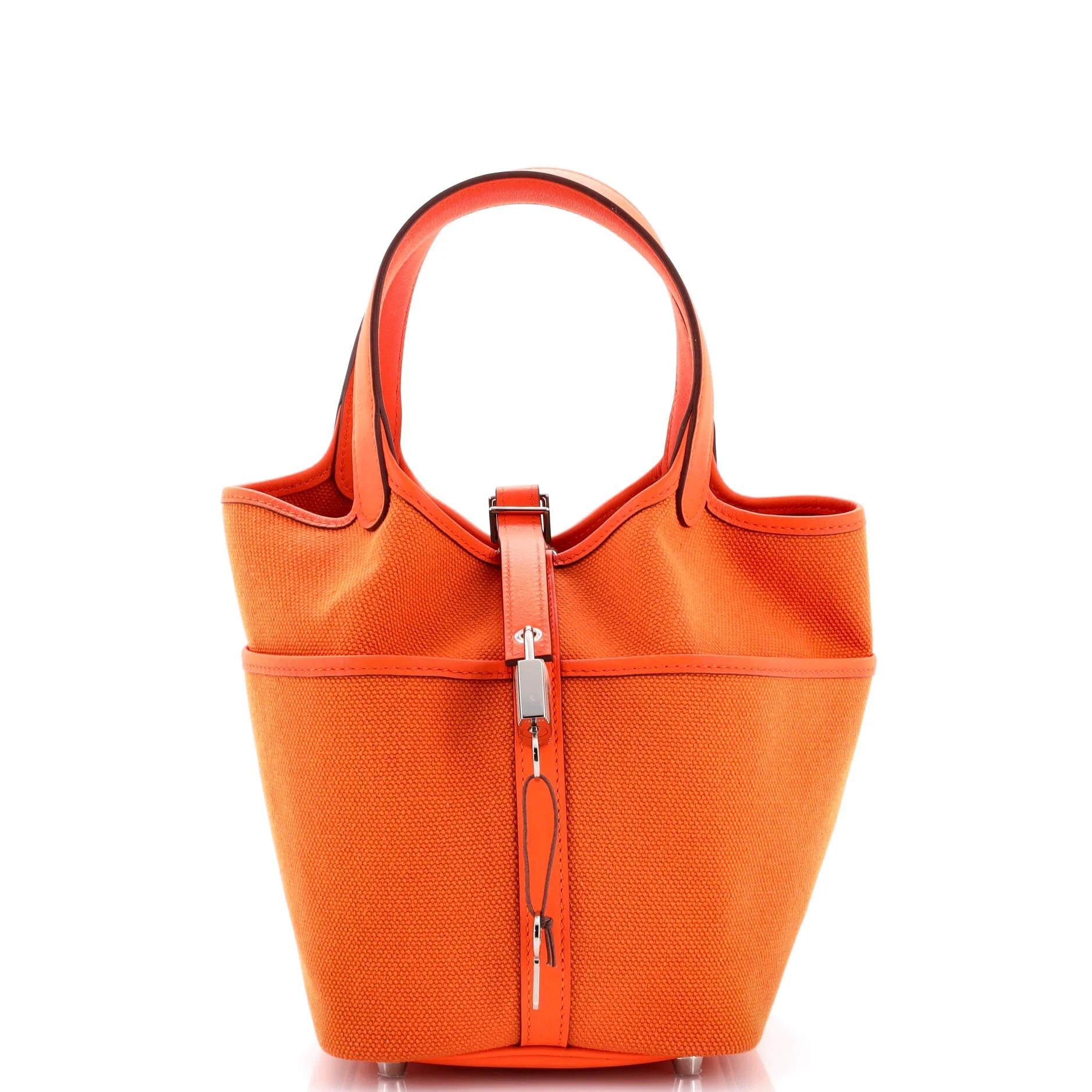 Hermes Cargo Picotin Handbag Orange Swift Leather 2022