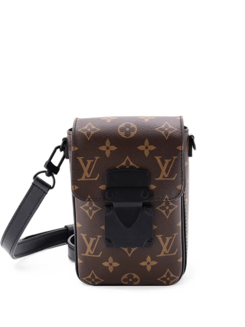 S Lock Vertical Wearable Wallet Macassar Monogram Canvas crossbody bag