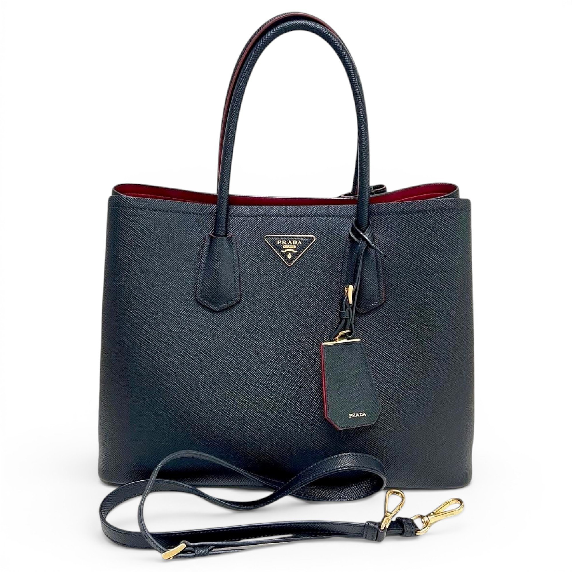 Double leather handbag