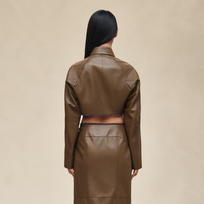 Marron Muschio Short Shiny Lambskin Jacket