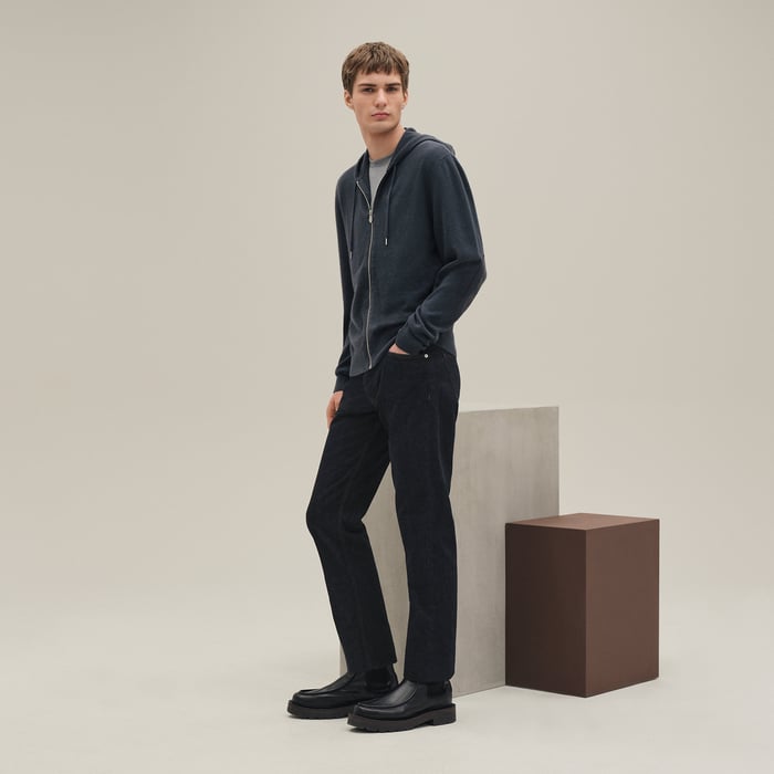 Ardoise Cashmere "Maillon Chaine d'Ancre" Hooded Jacket