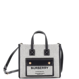 Burberry Freya Shopping Tote Canvas with Leather Mini