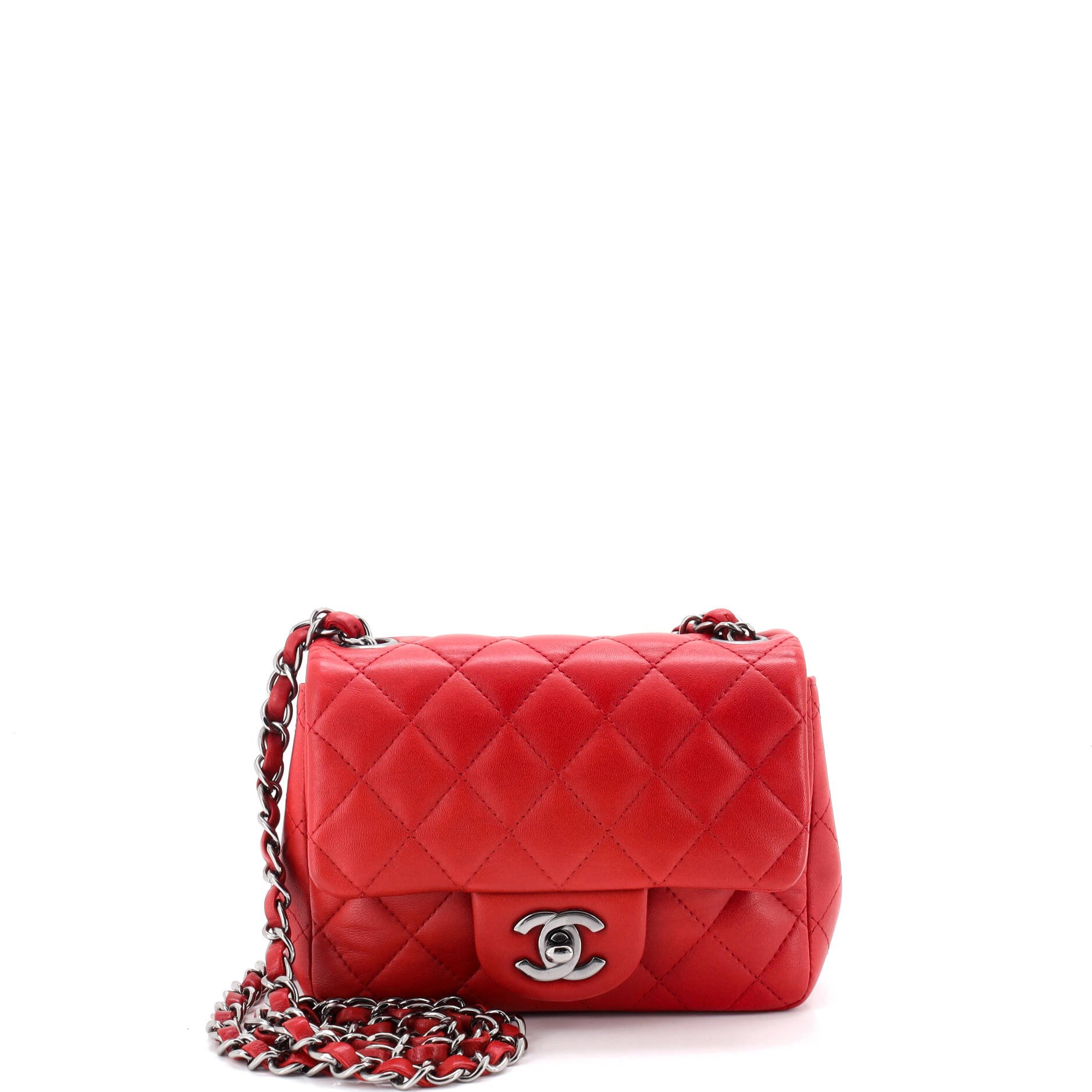 Square Classic Single Flap Bag Quilted Lambskin Mini